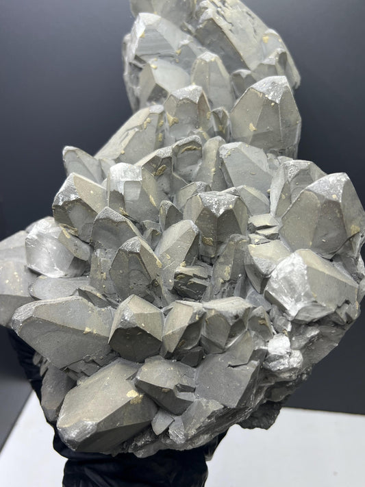 Museum Quality! Extra Large Pyrite With Gray Crystal Calcite