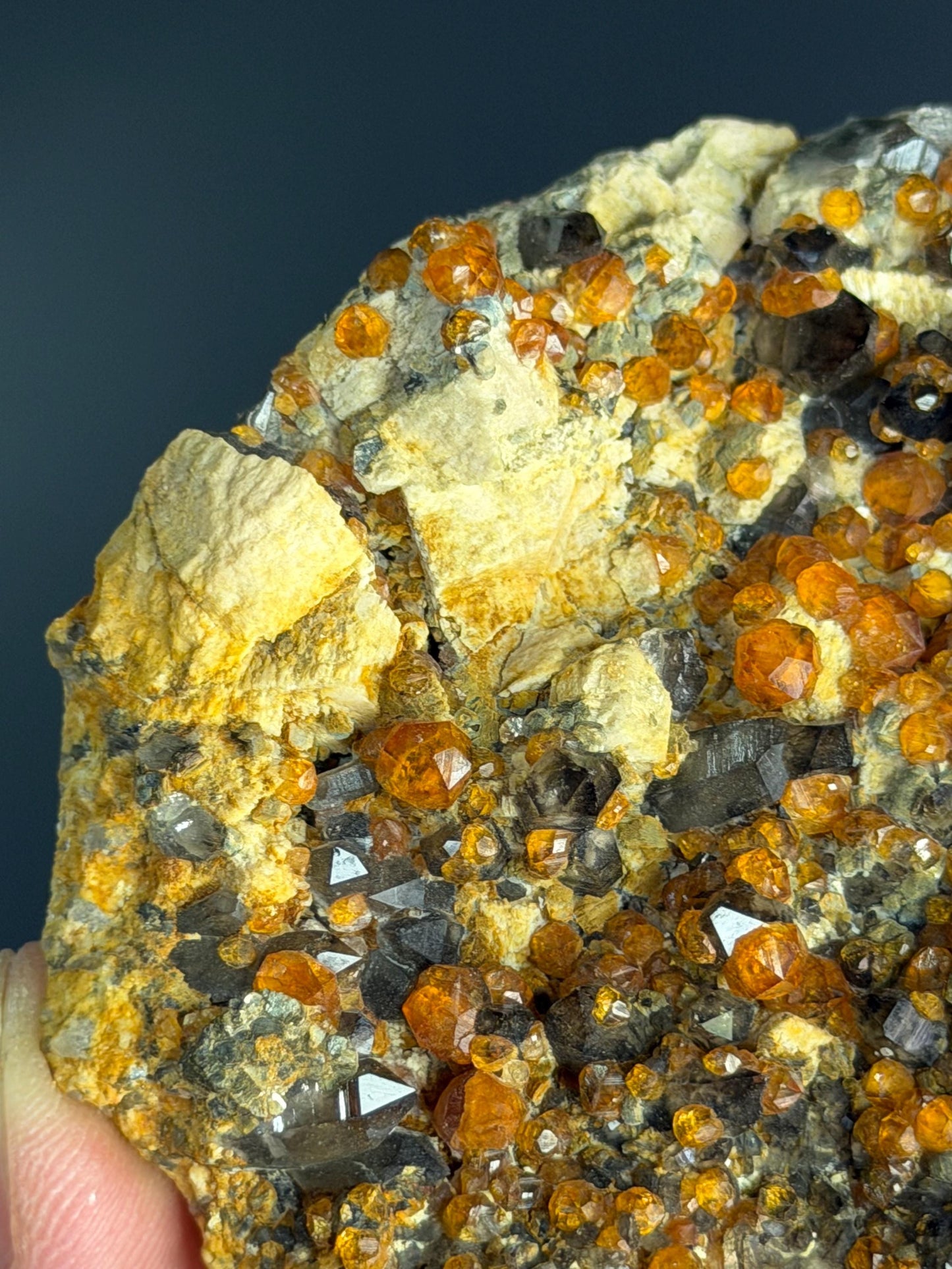 Spessarnite Garnet With Smoky Quartz