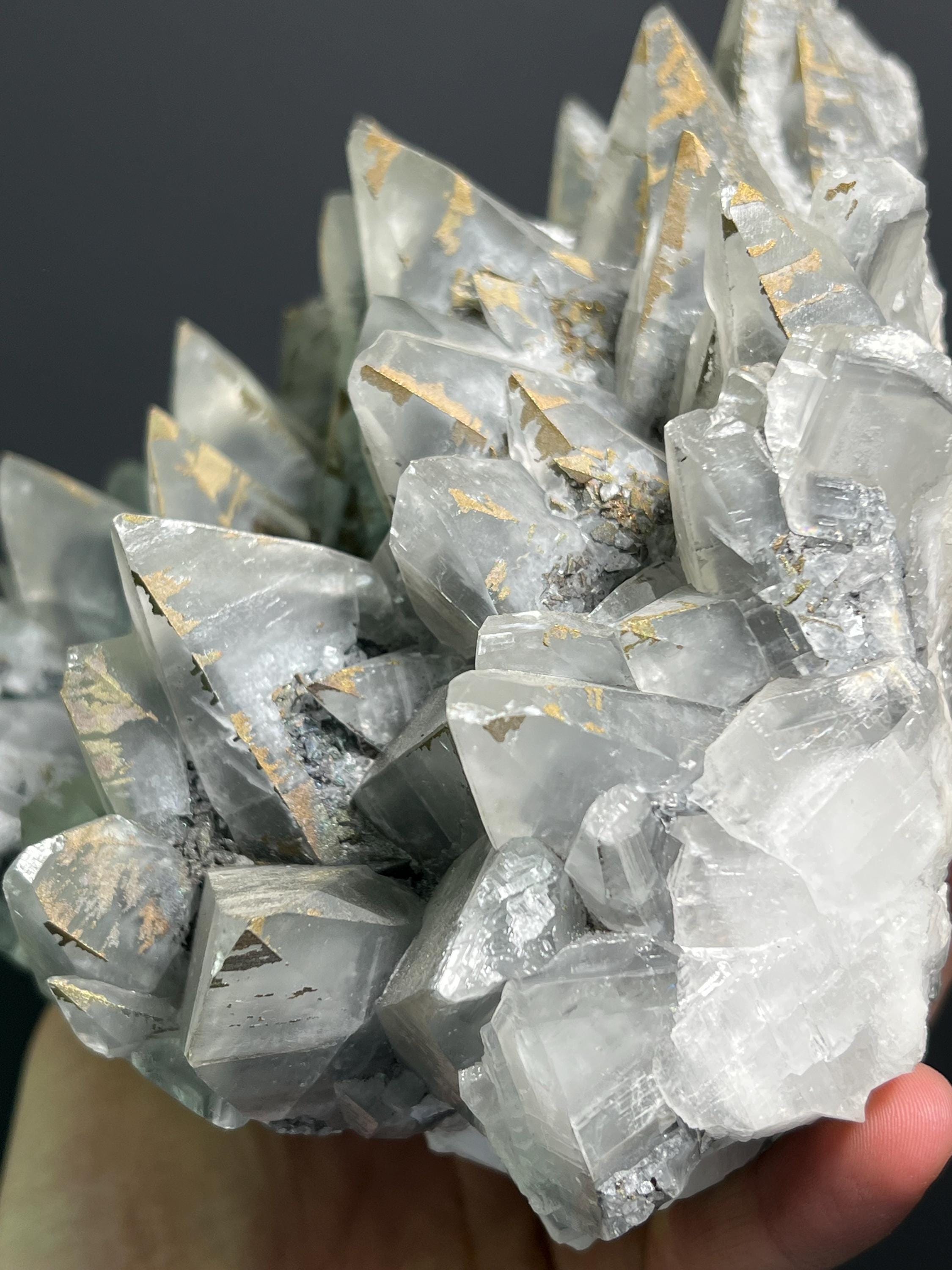 Large Size, Pyrite With Gray Crystal Calcite - Turkey - Crystal Gemstone AE 