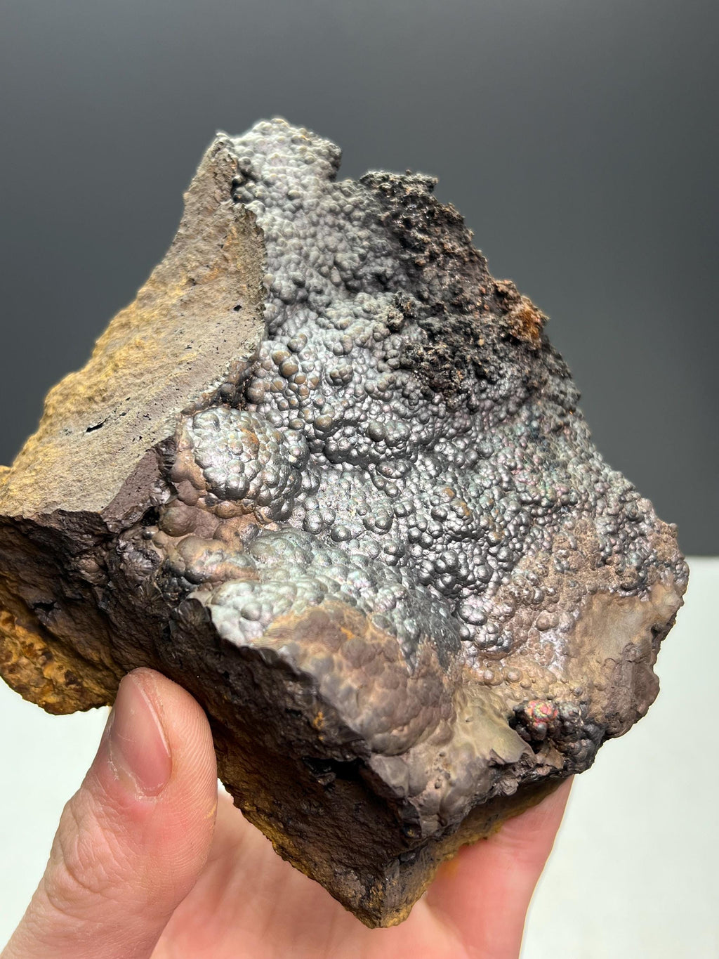 Natural Iridescent Gray Botryoidal Goethite Specimen - Crystal Gemstone AE 