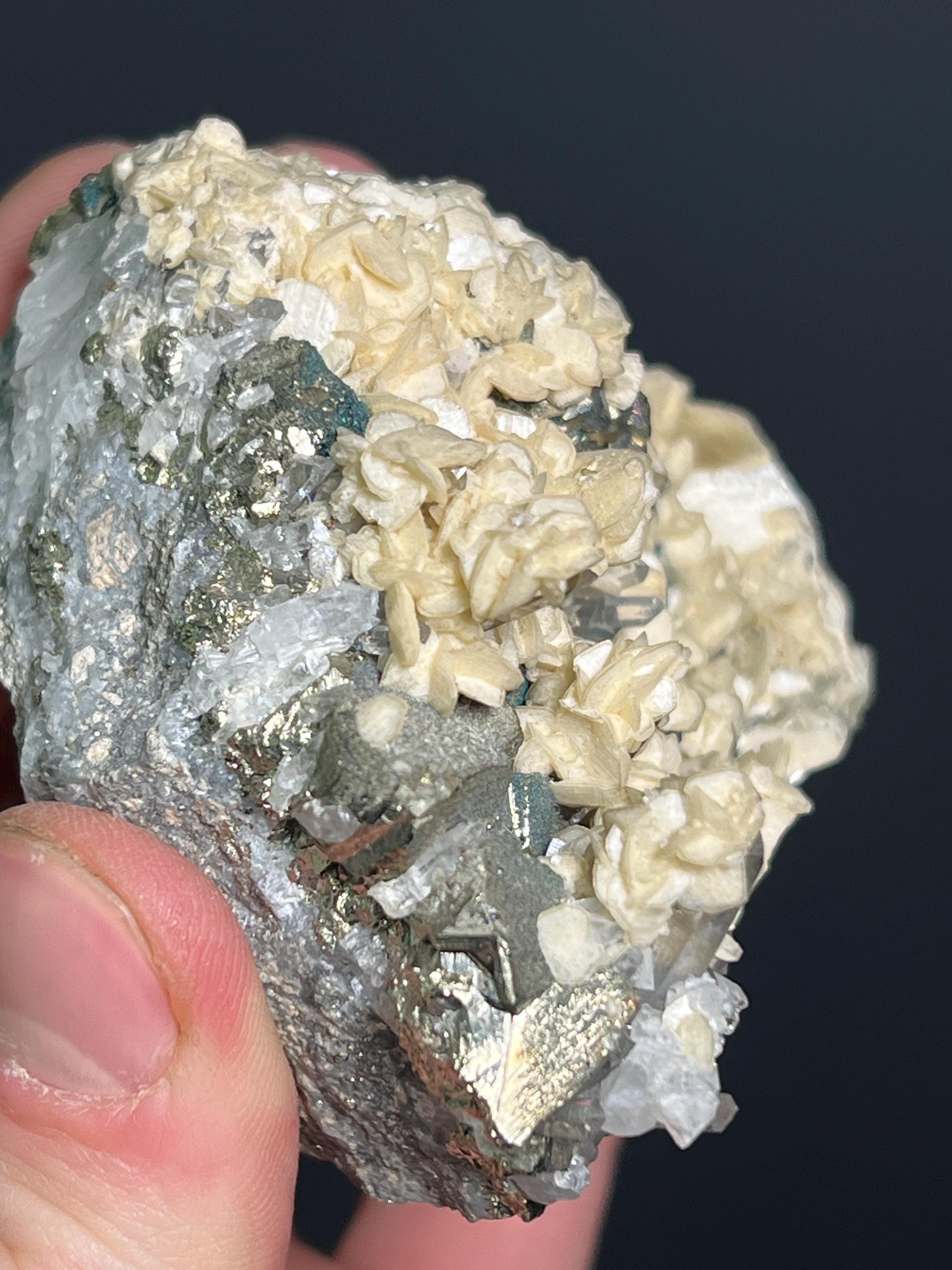 Calcite And Quartz With Chalcopyrite - Crystal Gemstone AE 