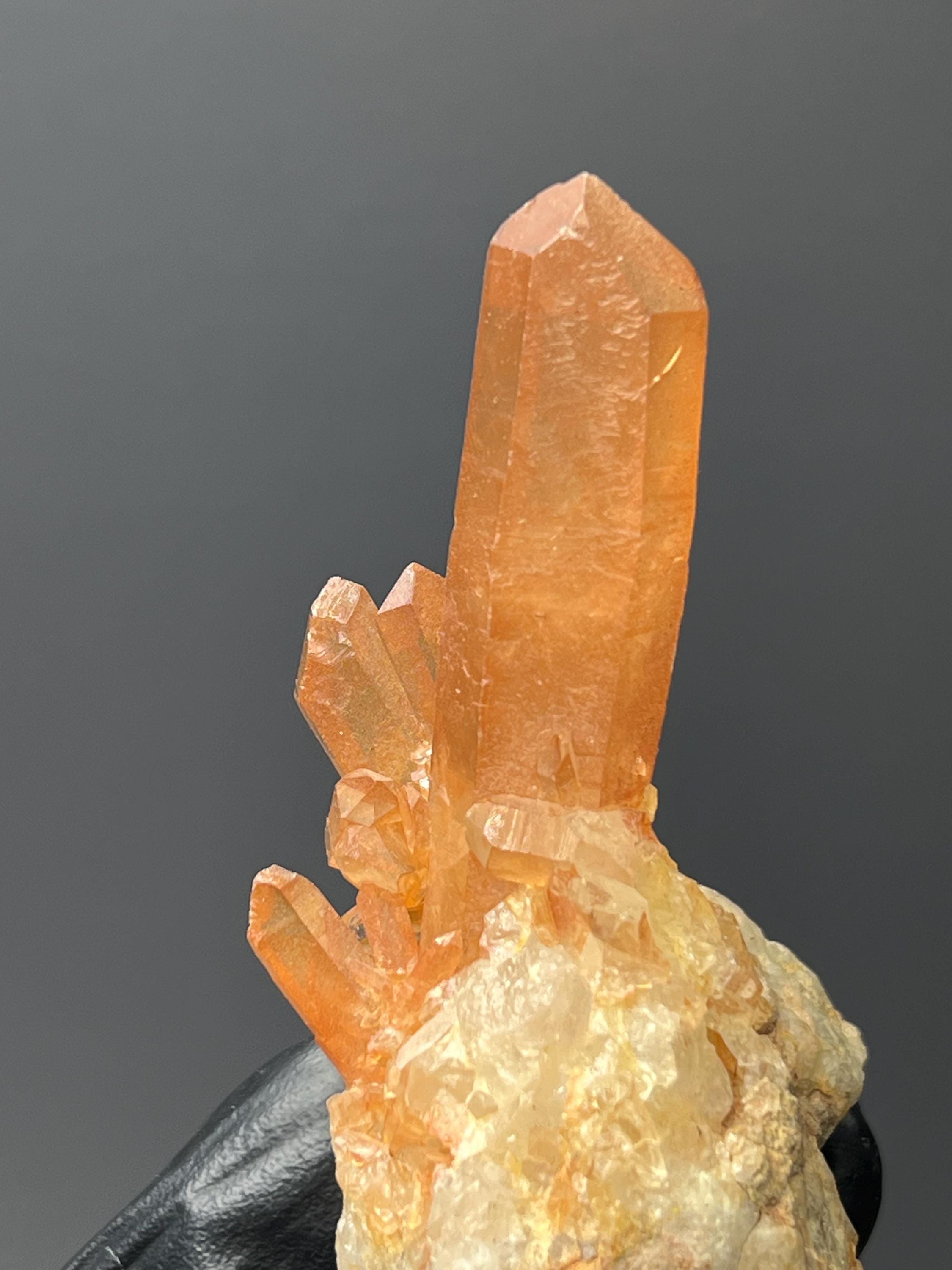 Orange Crystal Quartz Specimen - Crystal Gemstone AE 