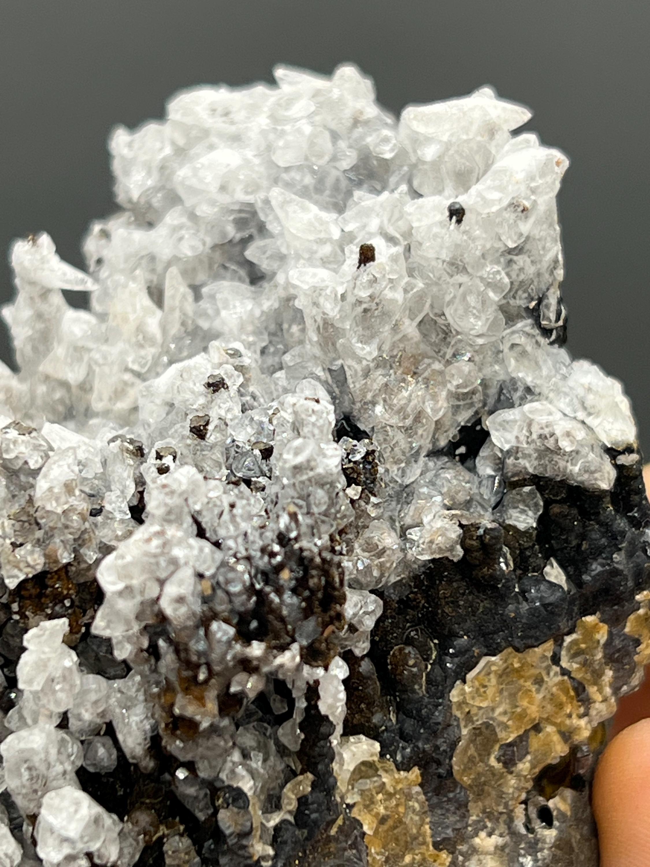 Crystal Calcite On Small Stalactites Hematite Specimen - Crystal Gemstone AE 