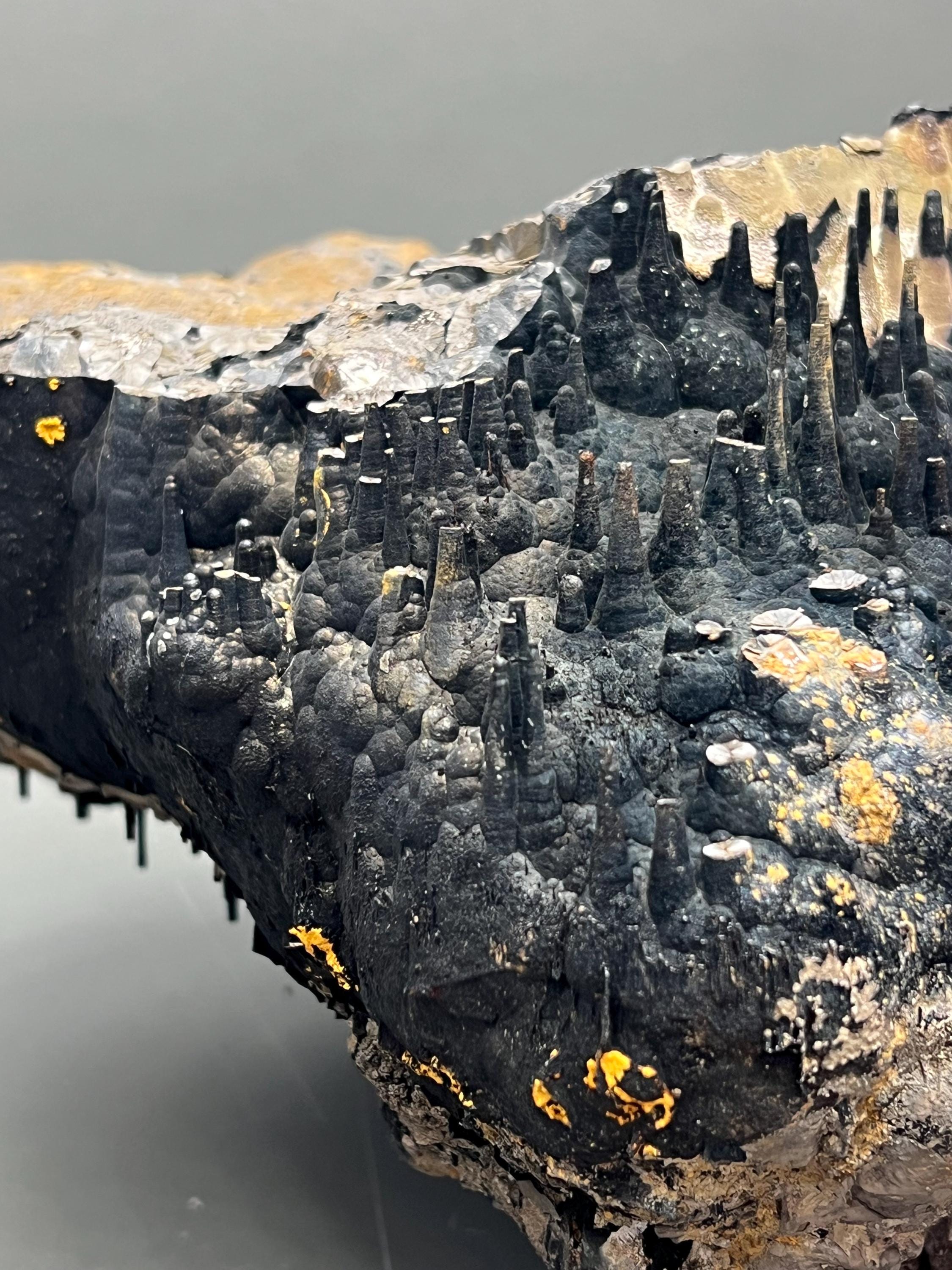 Large Size Limonite And Specularite On Stalactite Goethite - Crystal Gemstone AE 