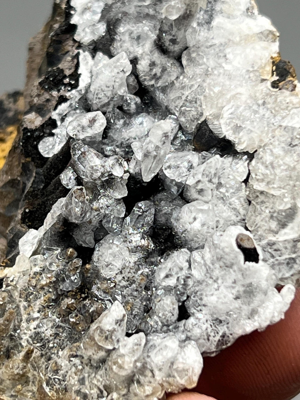 Very Unique, Crystal Calcite On Stalactite Hematite, Special Collection Piece - Crystal Gemstone AE 