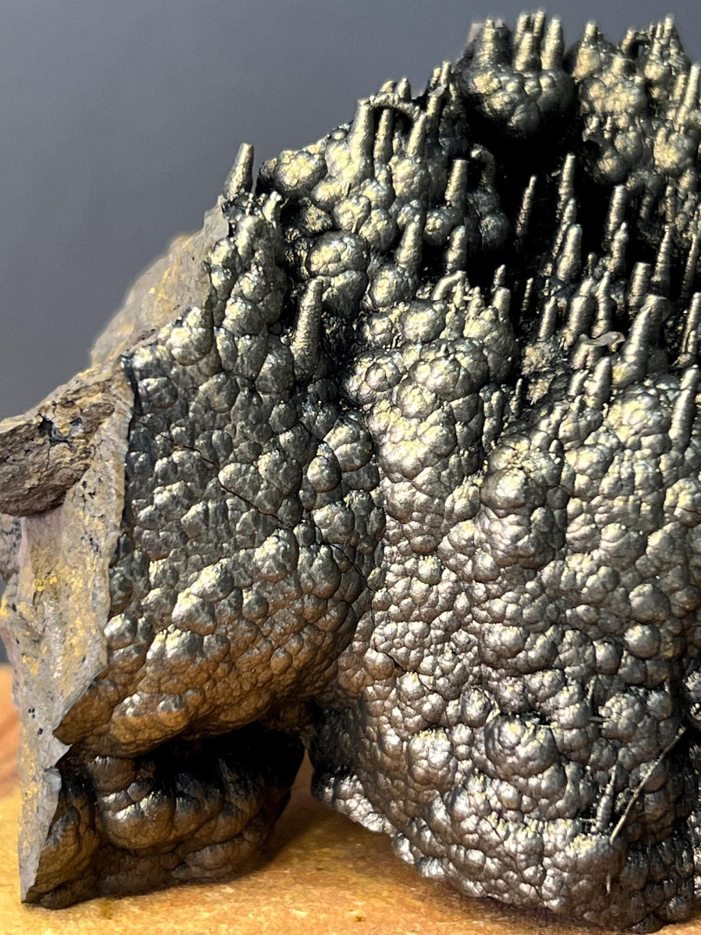 Very Showy Golden Color Stalactite And Botryoidal Formation Goethite Specimen - Crystal Gemstone AE 