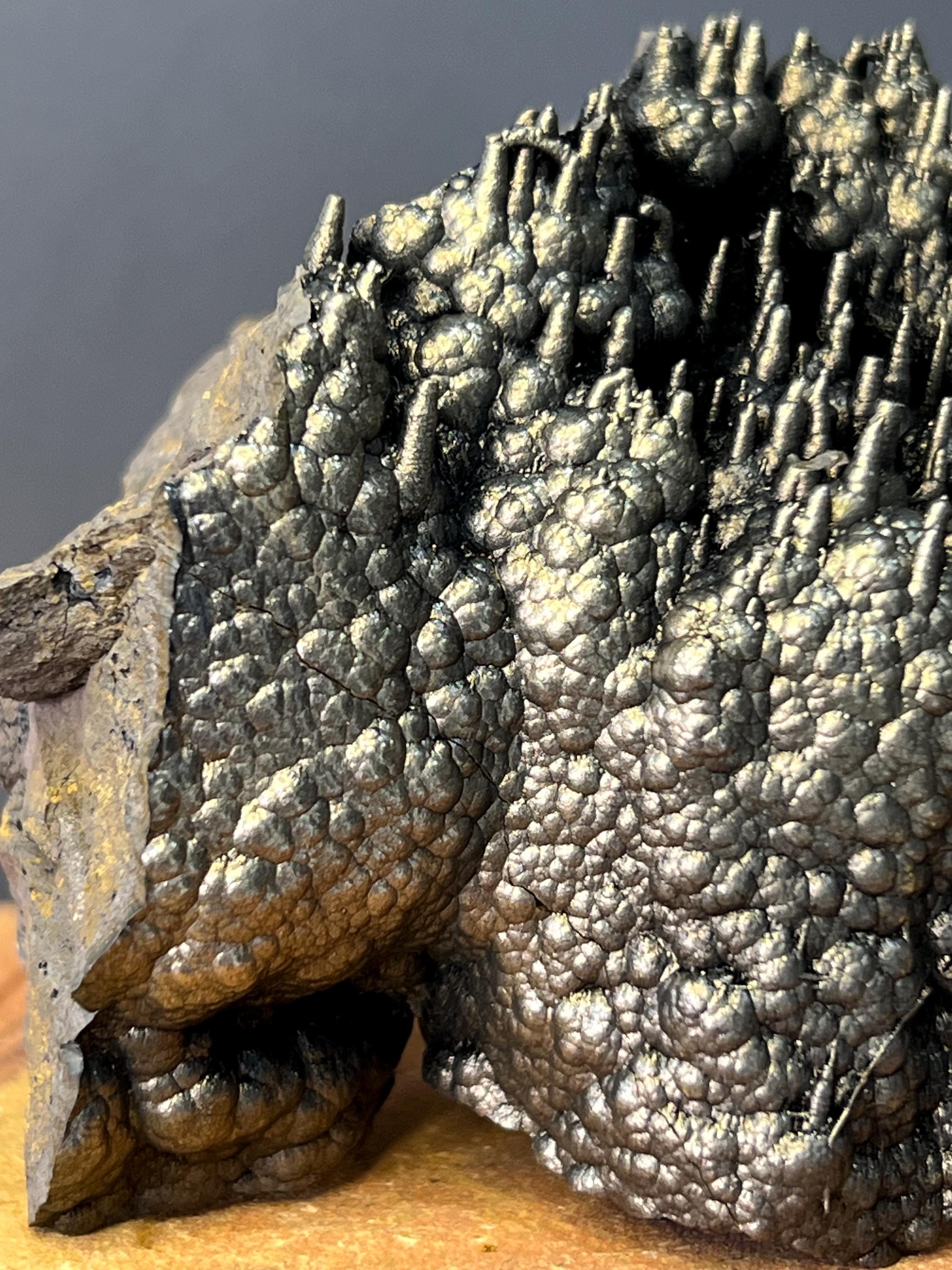Very Showy Golden Color Stalactite And Botryoidal Formation Goethite Specimen - Crystal Gemstone AE 