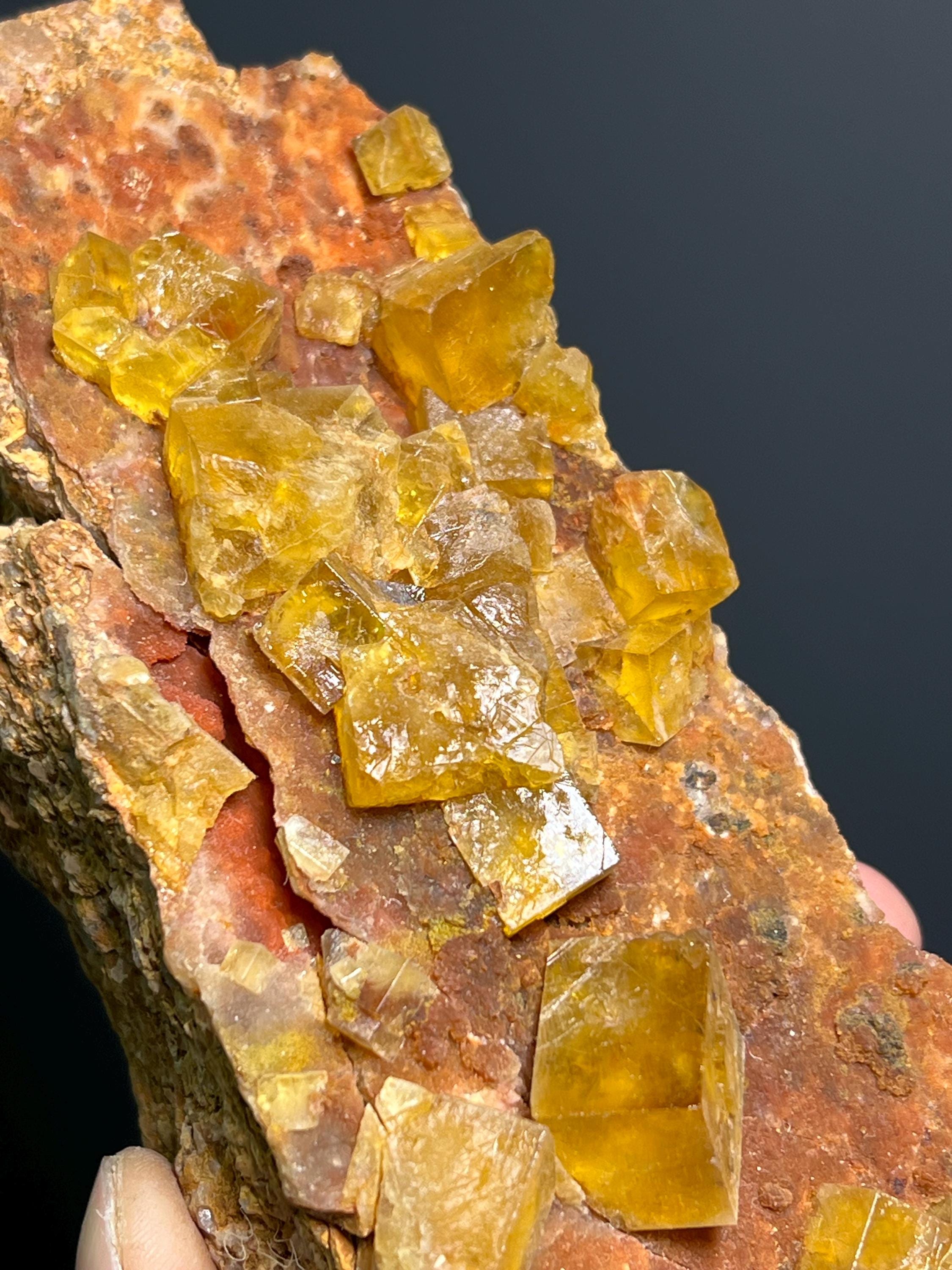 Orange Fluorite Specimen, 718gram - Crystal Gemstone AE 