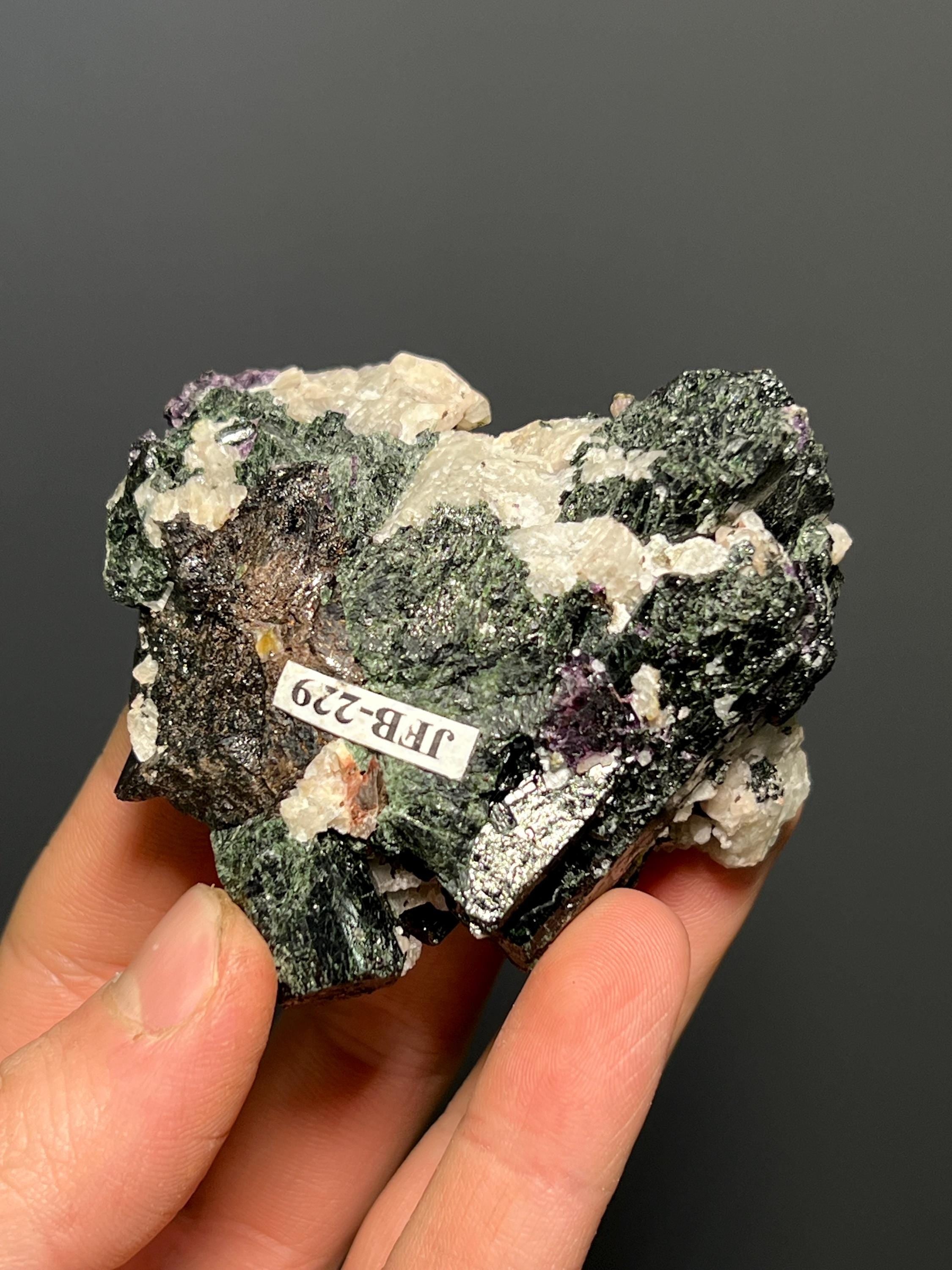 Ferrosilite With Purple Fluorite Crystals Accessory - Canada - Crystal Gemstone AE 