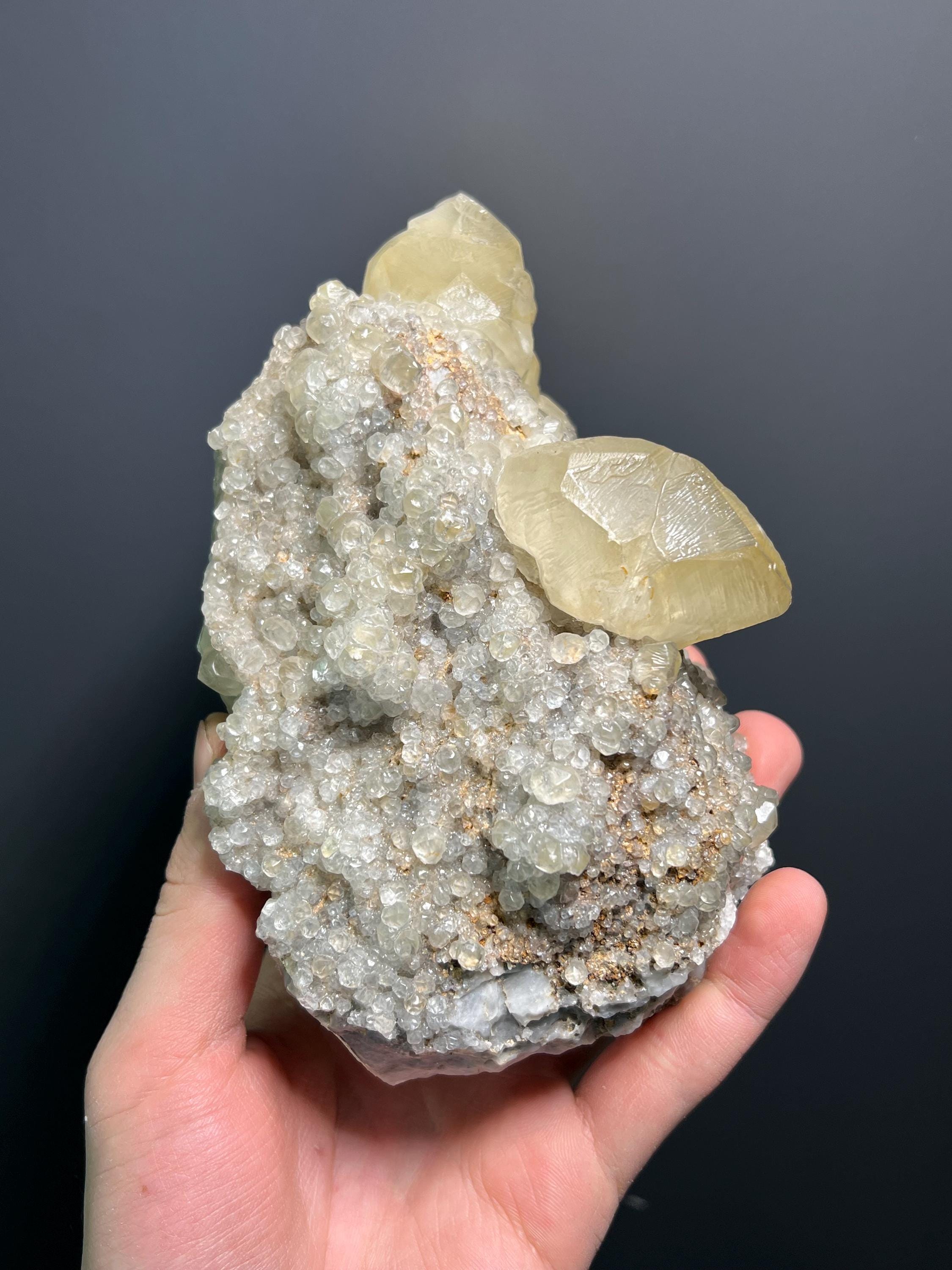 Dogtooth Calcite Specimen, Golden Yellow Crystal, Turkish Mineral (1.4kg) - Crystal Gemstone AE 