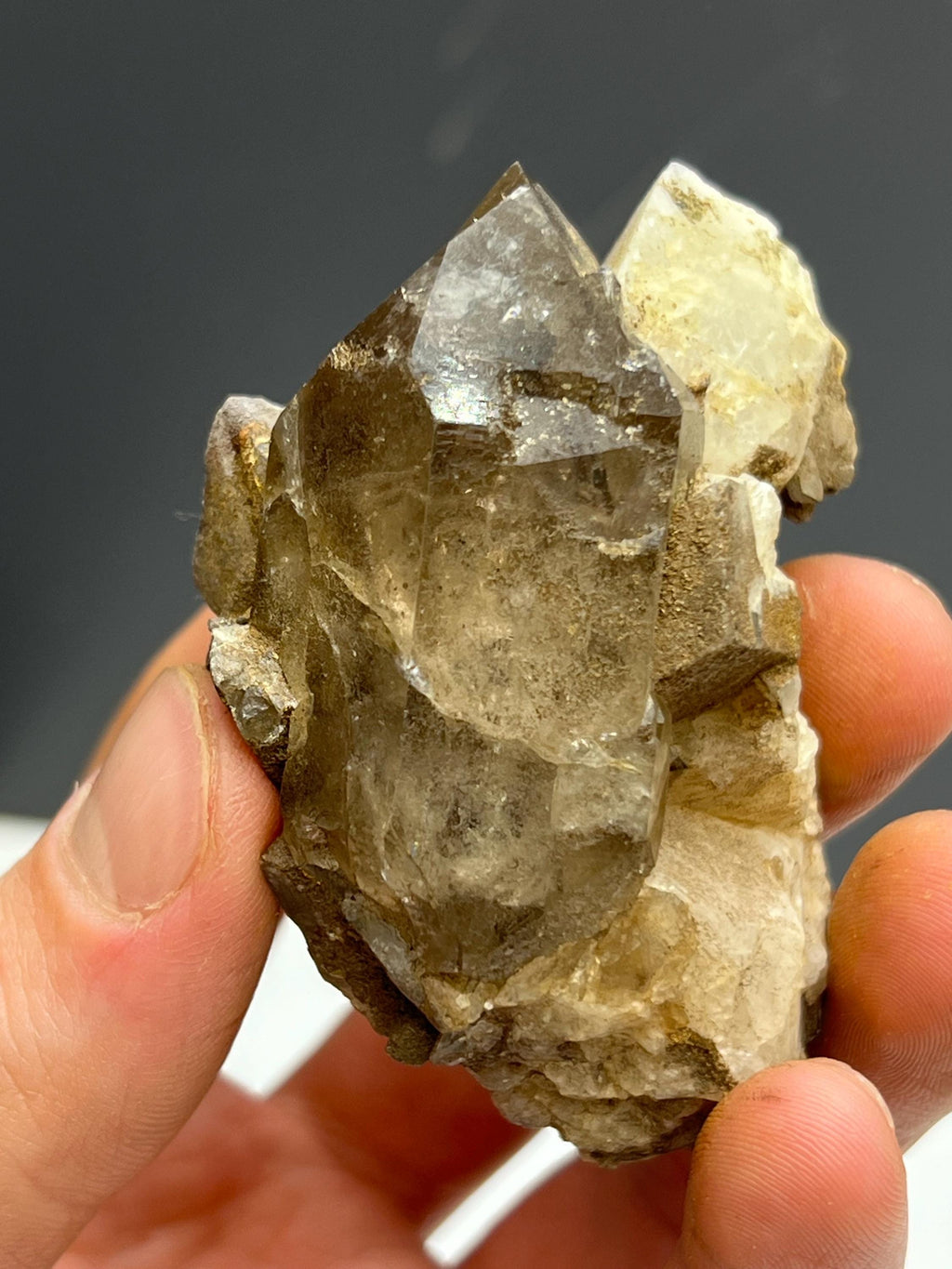 Calcite With Smoky Quartz - Crystal Gemstone AE 