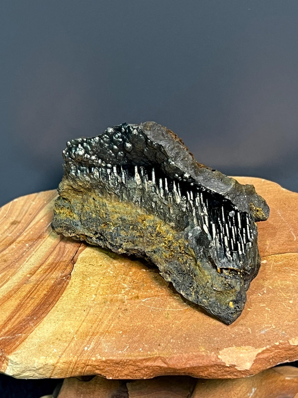 Showy Golden Color Cave Stalactite Goethite Specimen - Crystal Gemstone AE 