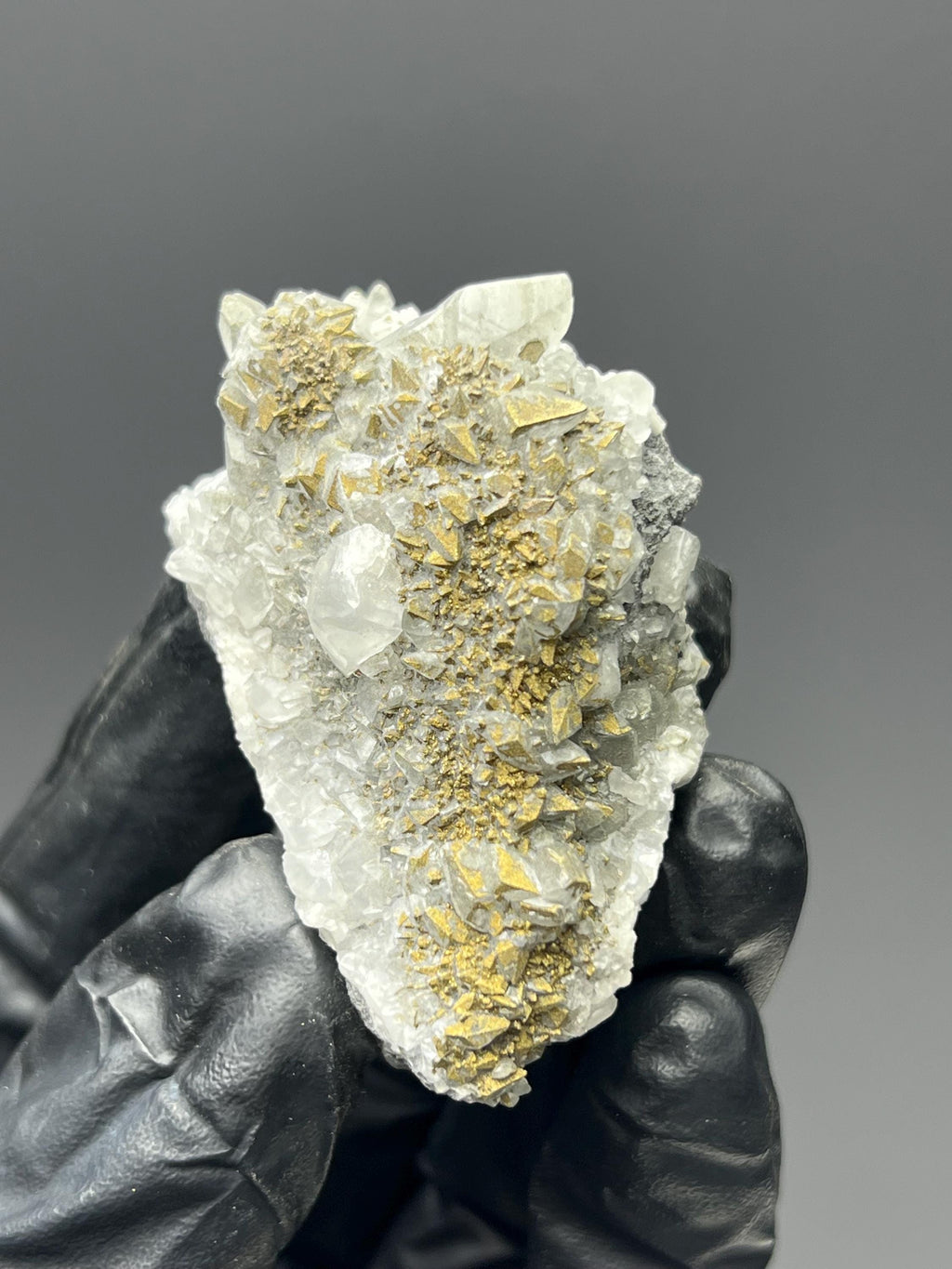 Chalcopyrite on Calcite Specimen - West Anatolia Mineral Display - Crystal Gemstone AE 