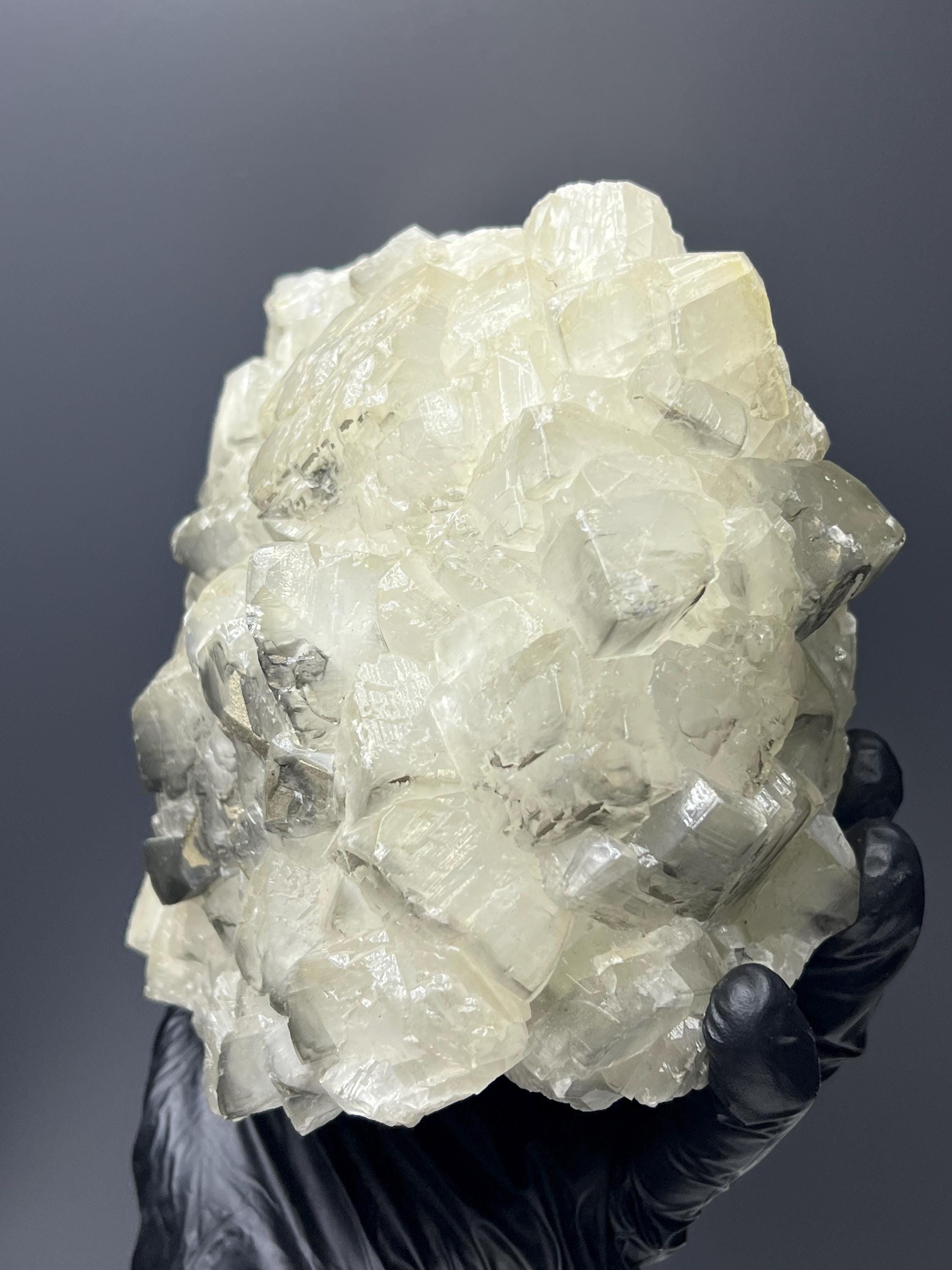 Pyrite With Cubic Gray & White Crystal Calcite - Crystal Gemstone AE 