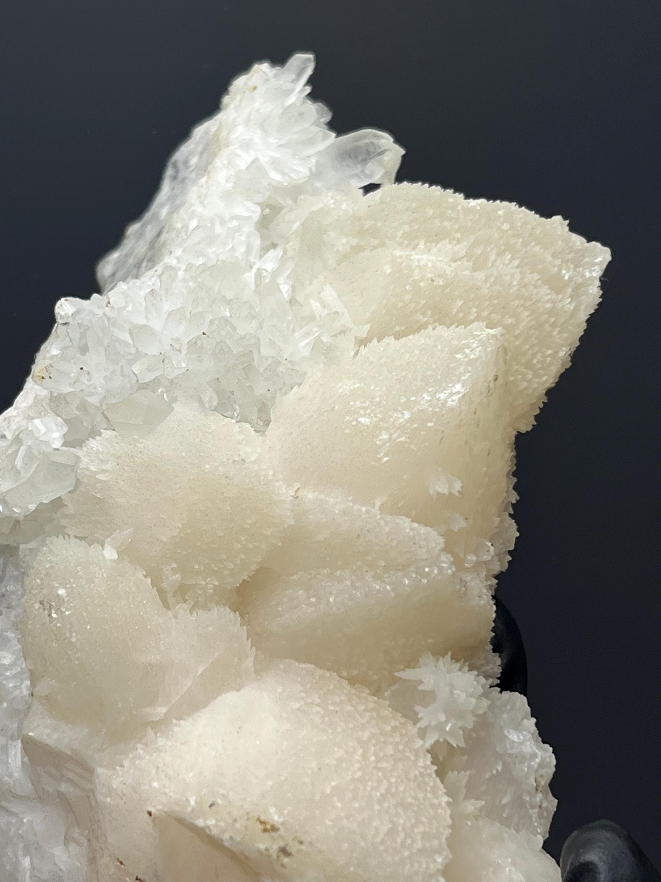 Lilac Calcite With Crystal Quartz - Crystal Gemstone AE 