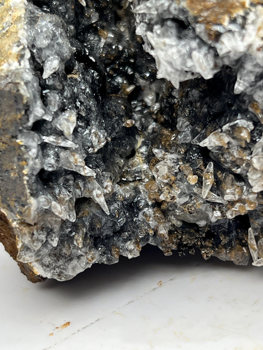 Cave Formed Crystal Calcite On Hematite - Crystal Gemstone AE 