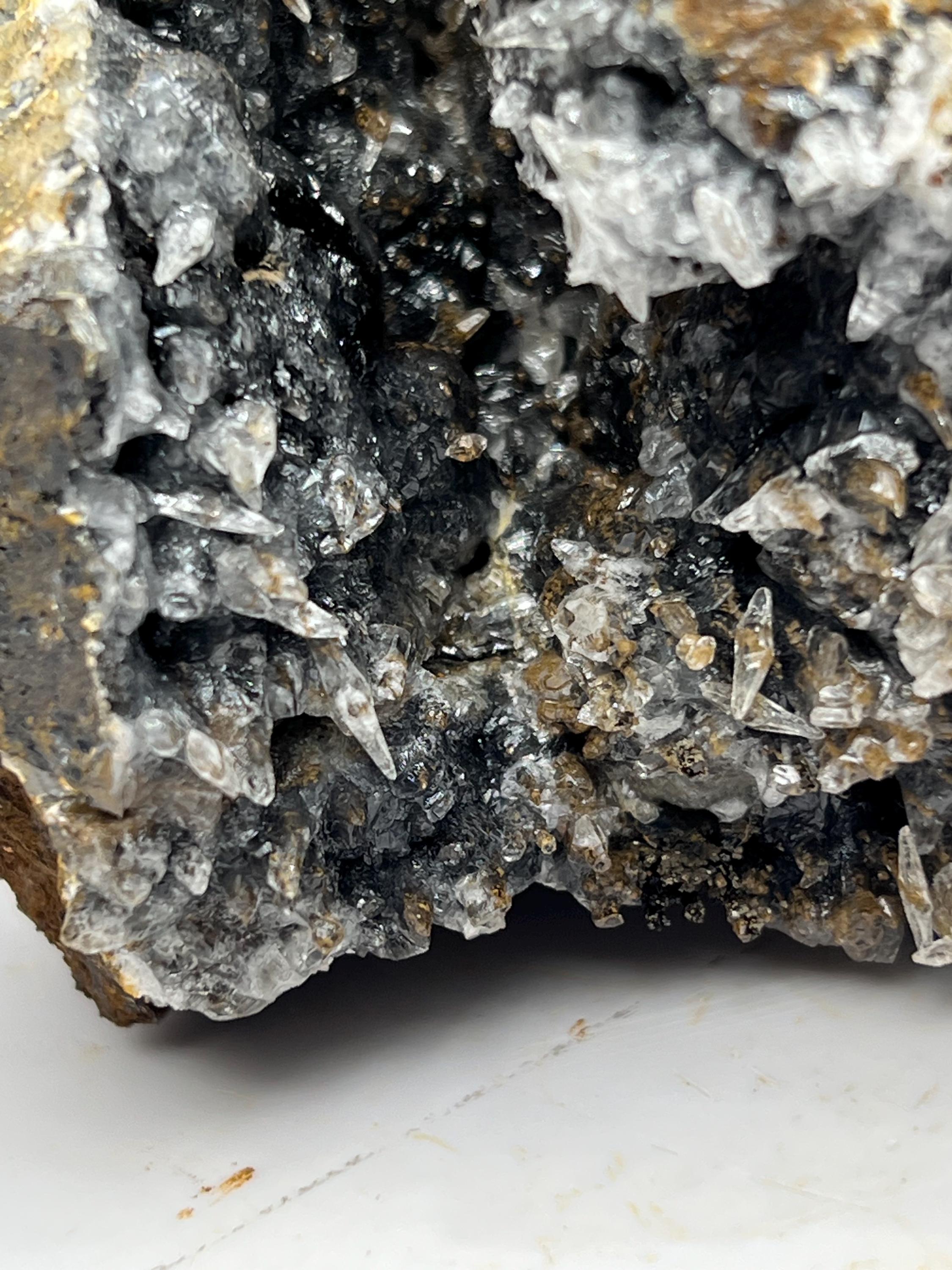 Cave Formed Crystal Calcite On Hematite - Crystal Gemstone AE 