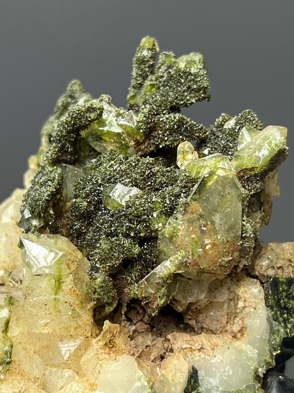 Turkish Epidote Quartz Specimen: Mineral Collection Display - Crystal Gemstone AE 