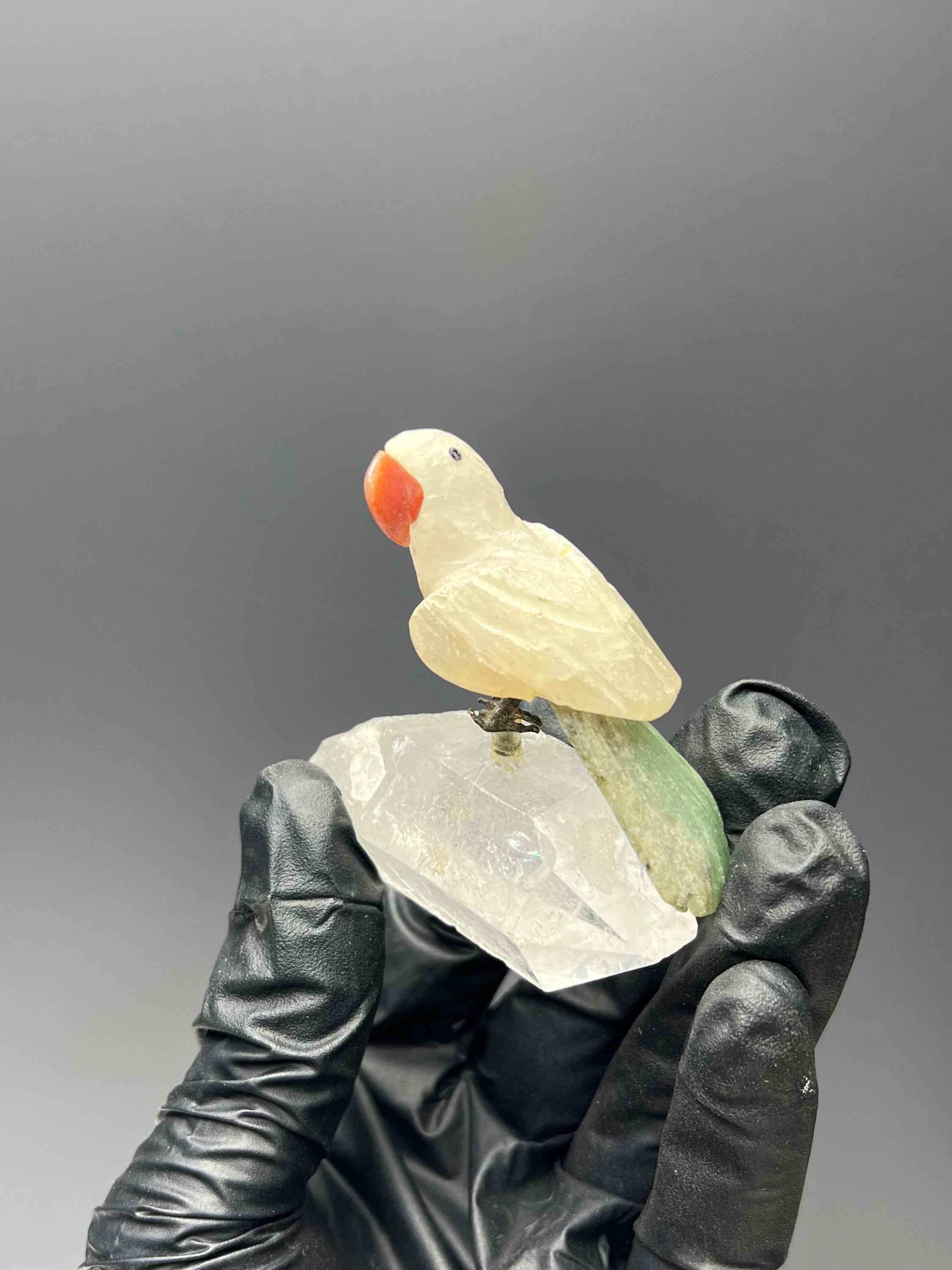 Crystal Quartz With Natural Stone Bird - Crystal Gemstone AE 