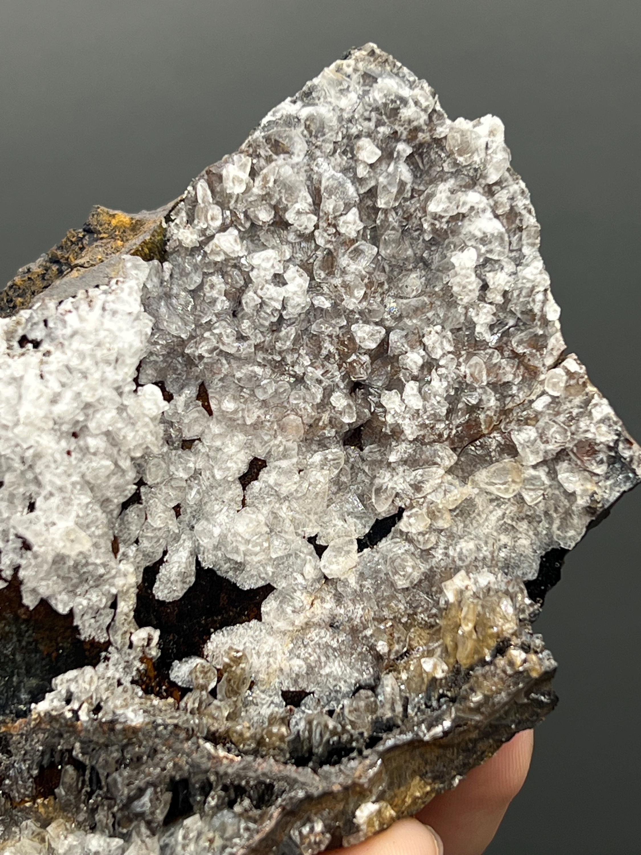 Crystal Calcite On Hematite - Crystal Gemstone AE 