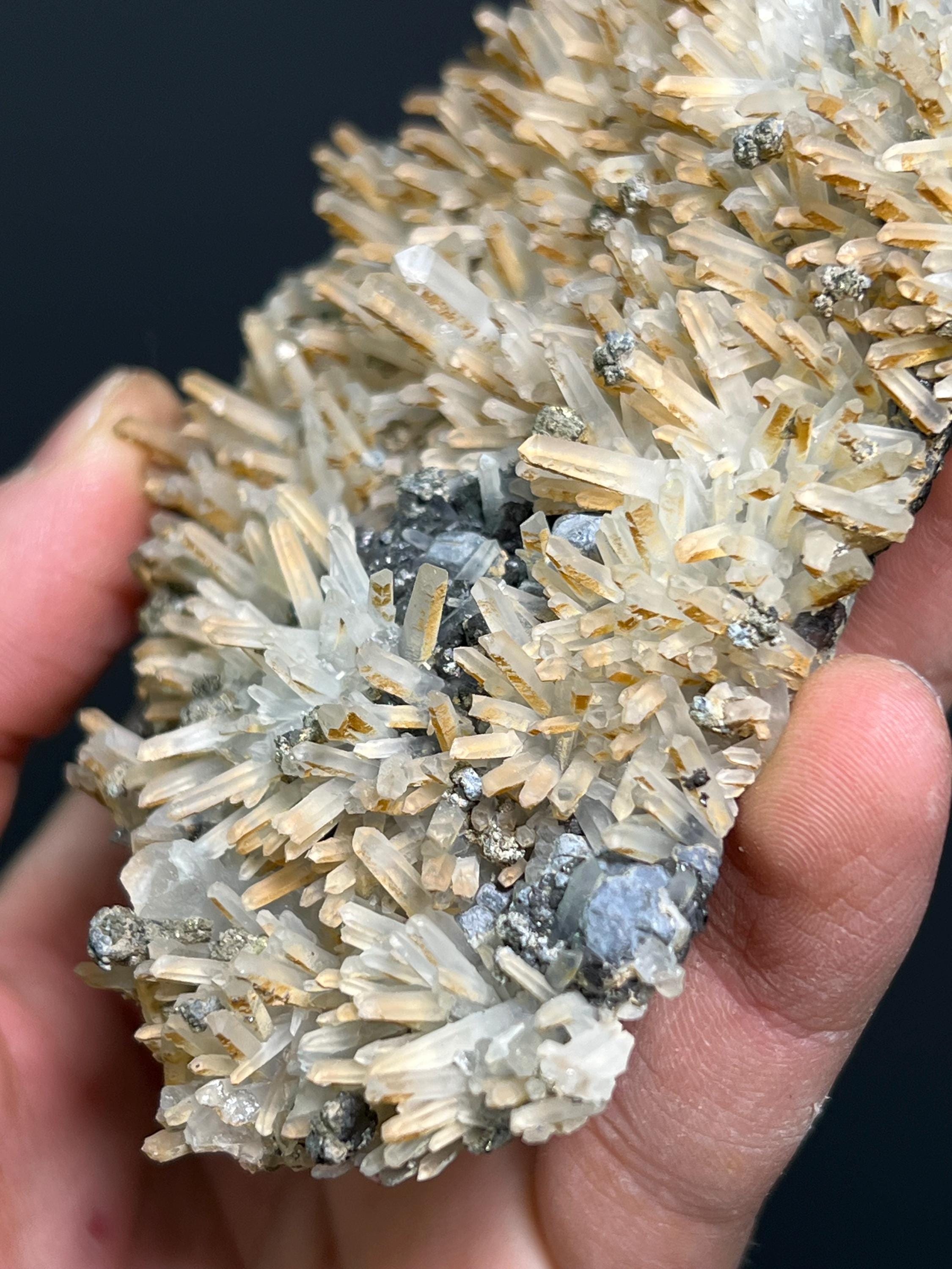 Very Special, Sphalerite And Pyrite On Gypsum Crystal Selenite Specimen, 254gram - Crystal Gemstone AE 
