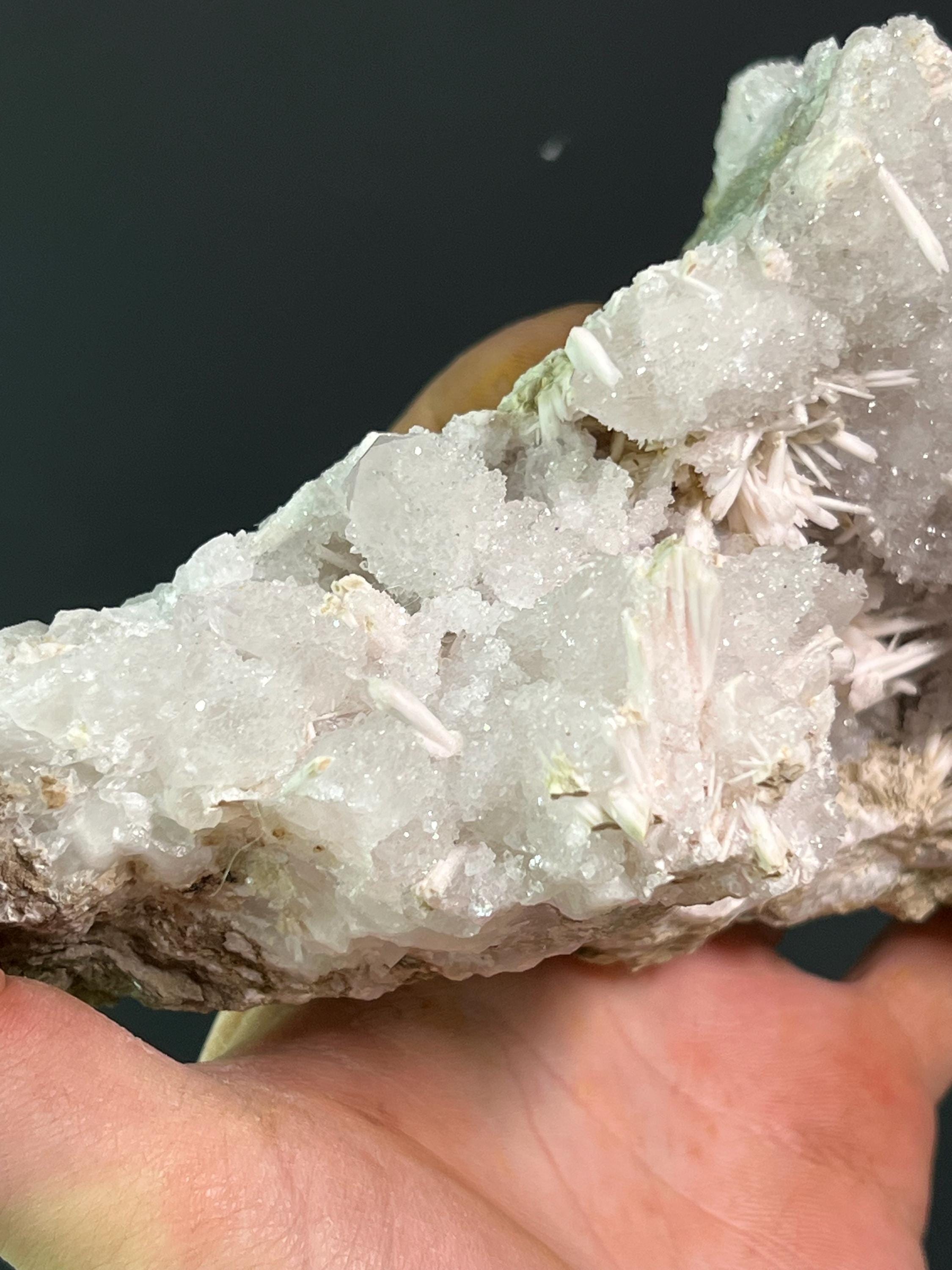 Stick Calcite With Pink Amethyst Quartz - Crystal Gemstone AE 