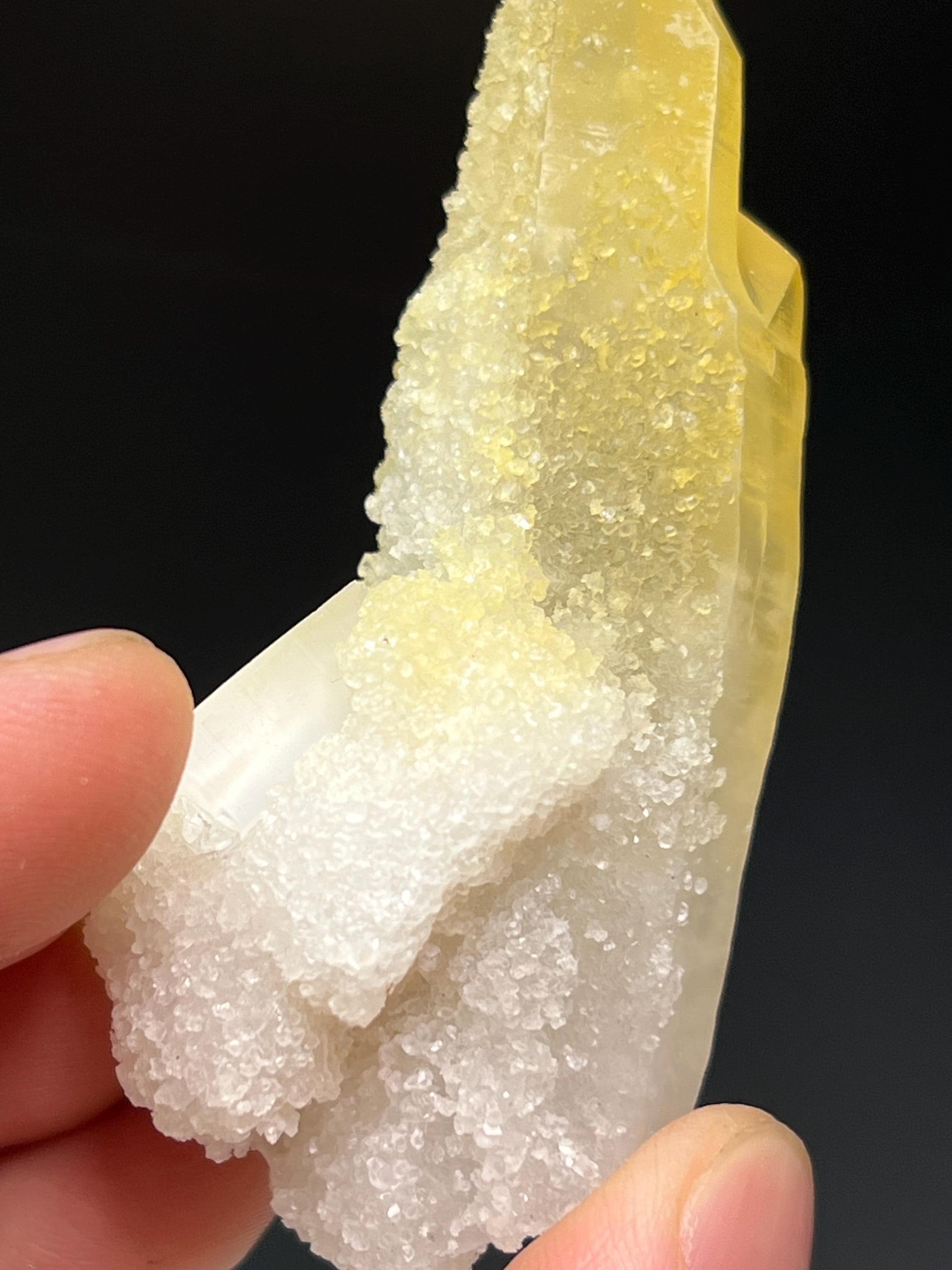 Calcite With Yellow Crystal Quartz - Crystal Gemstone AE 