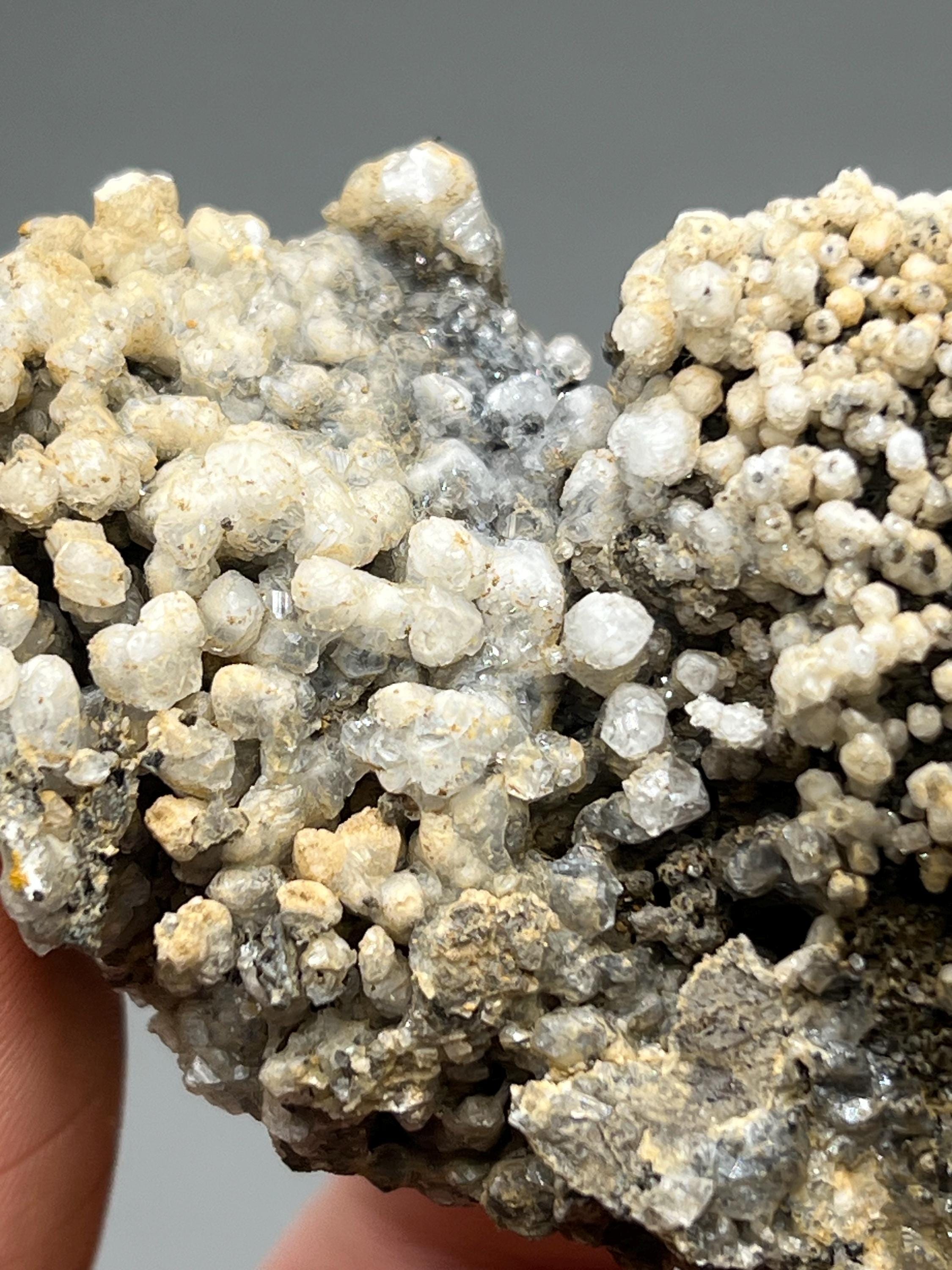 Crystal Calcite on Stalactite Hematite, Turkish Mineral Specimen - Crystal Gemstone AE 