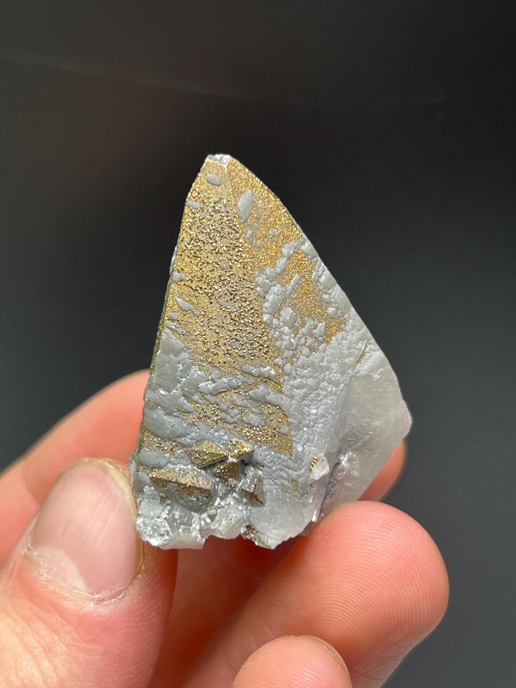 Chalcopyrite On Gray Crystal Calcite - Crystal Gemstone AE 