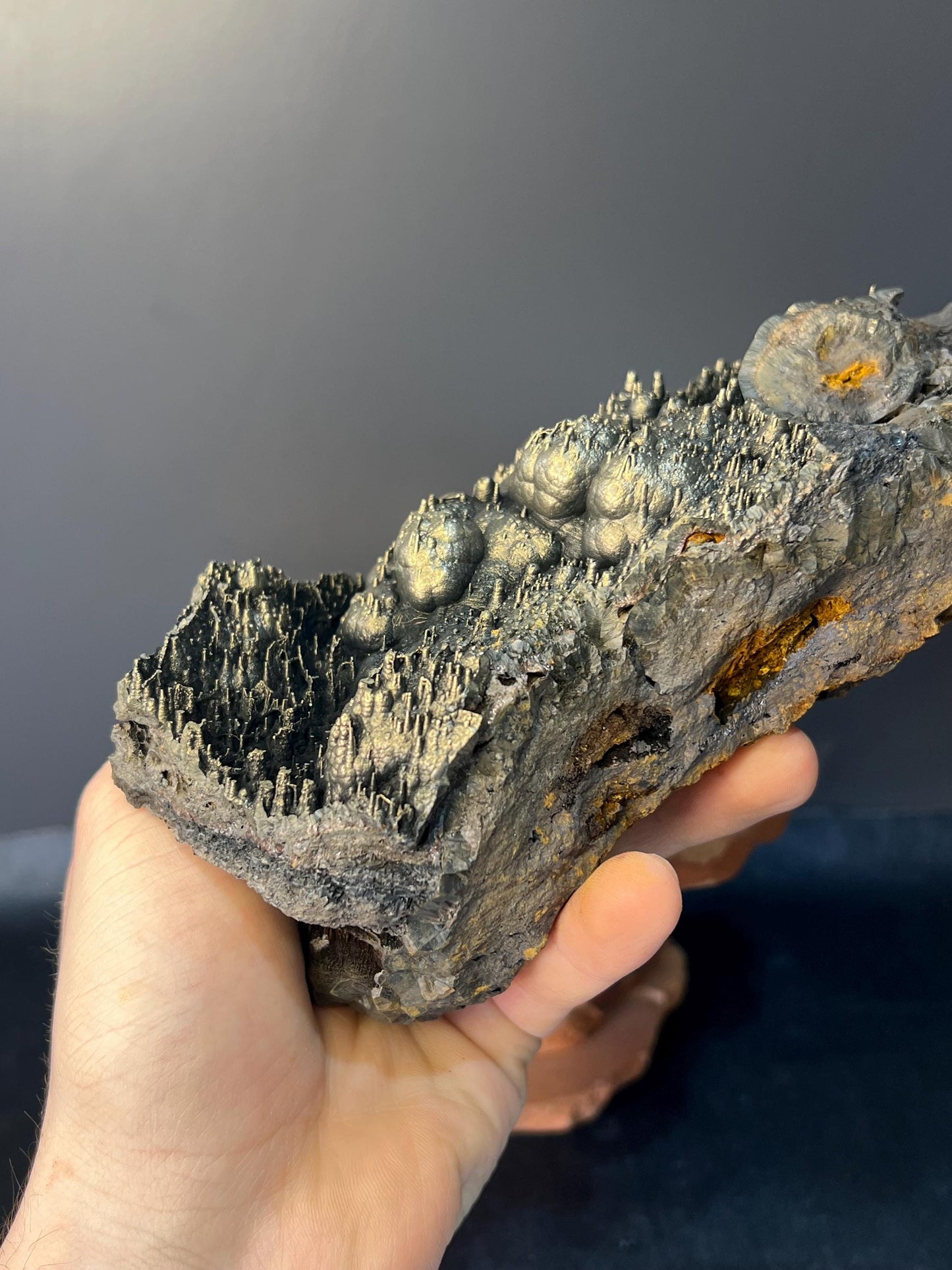 Museum Grade, Very Special Golden Color Stalactite And Botryoidal Formation Goethite Specimen - Crystal Gemstone AE 