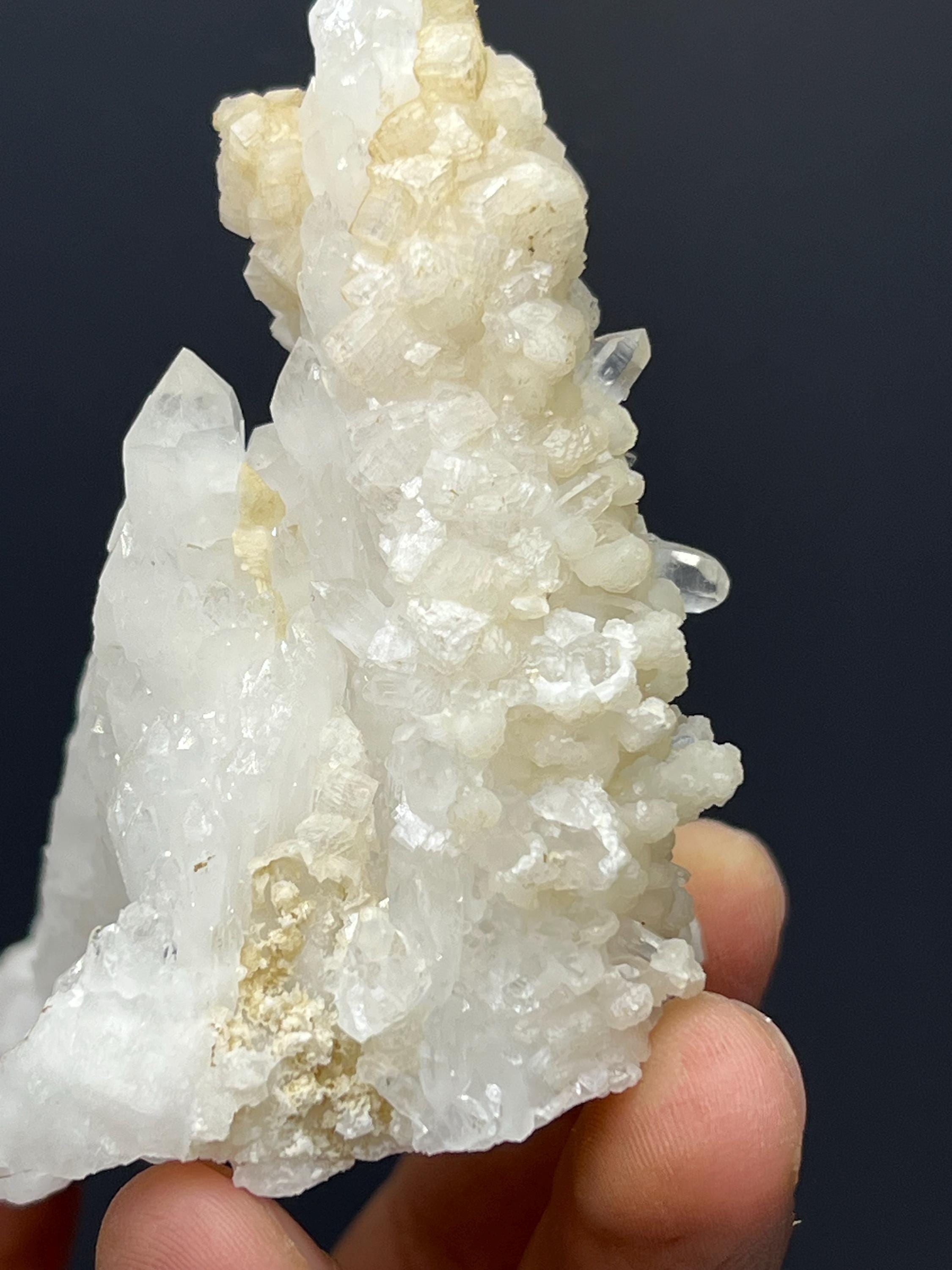 Calcite With Elestial Crystal Quartz Specimen - Crystal Gemstone AE 
