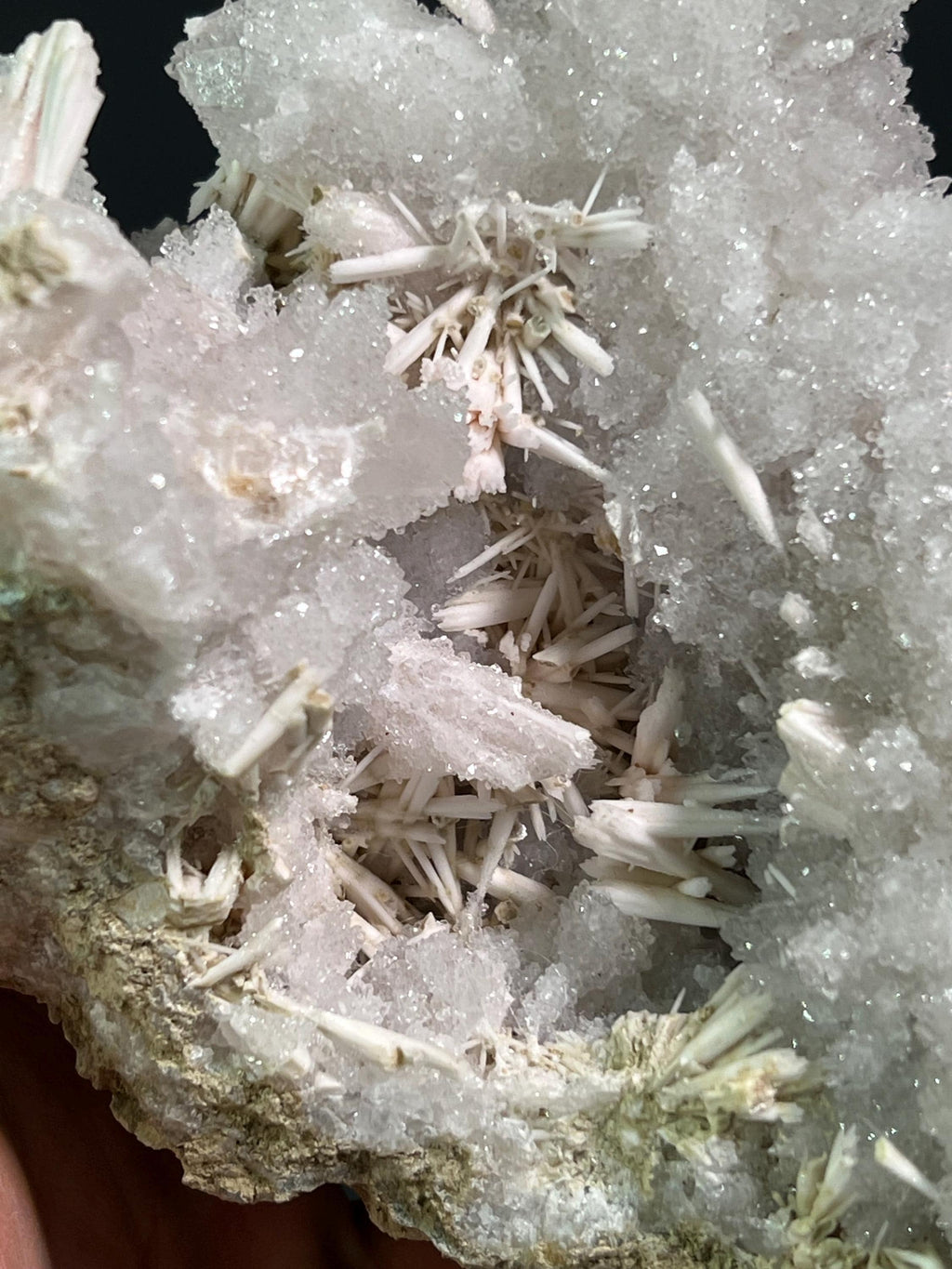 Stick Calcite With Pink Amethyst Quartz - Crystal Gemstone AE 
