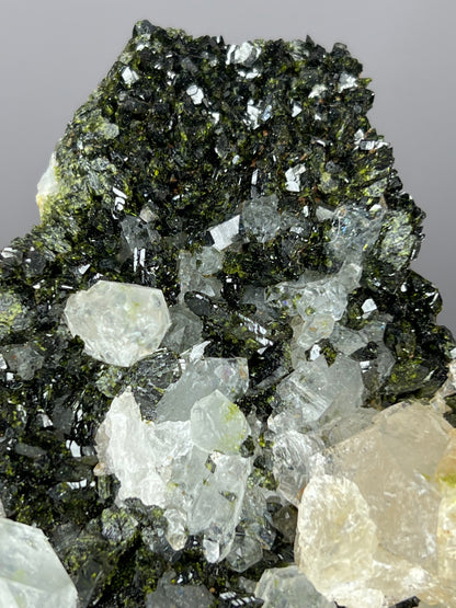 Black And Green Epidote With Quartz