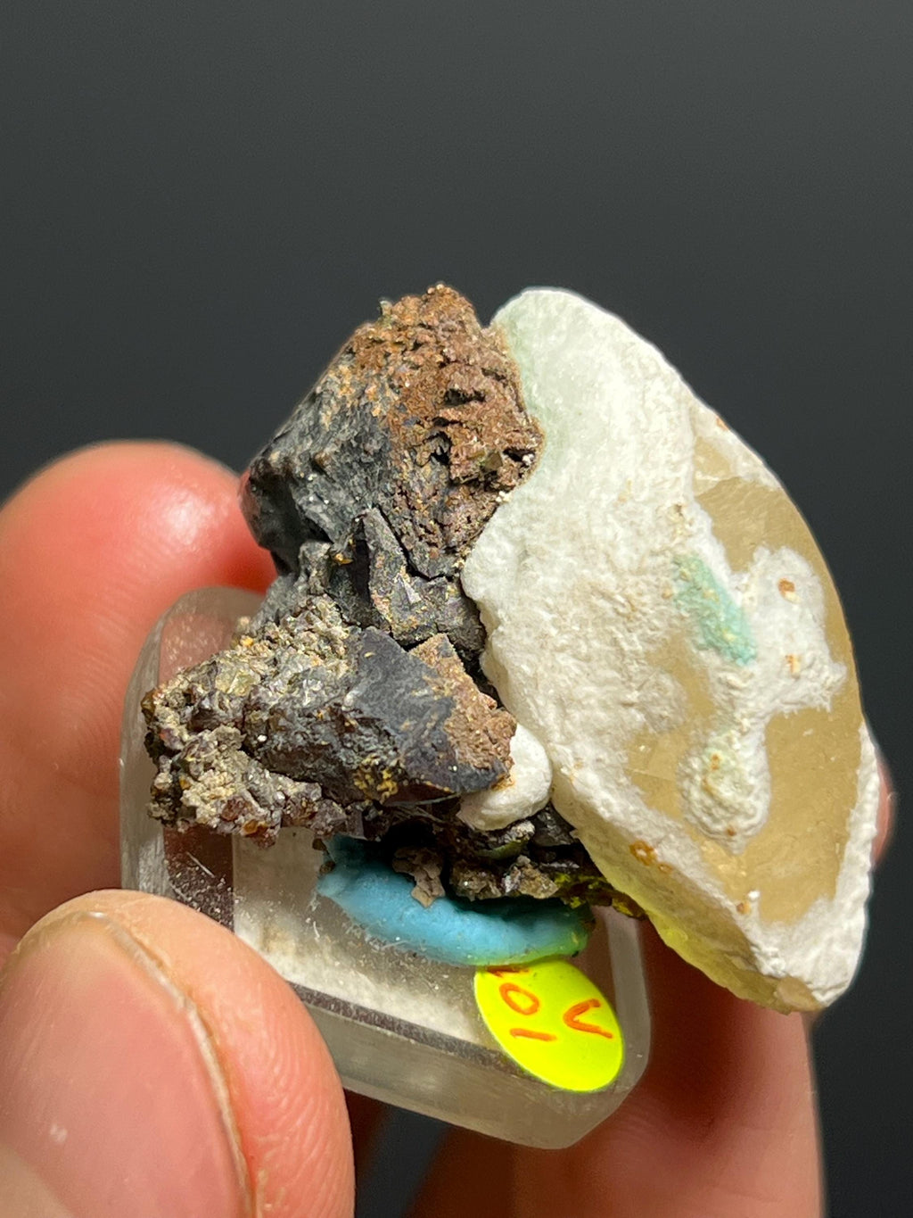 Calcite And Sphalerite With Travertine Specimen, 20gram - Crystal Gemstone AE 