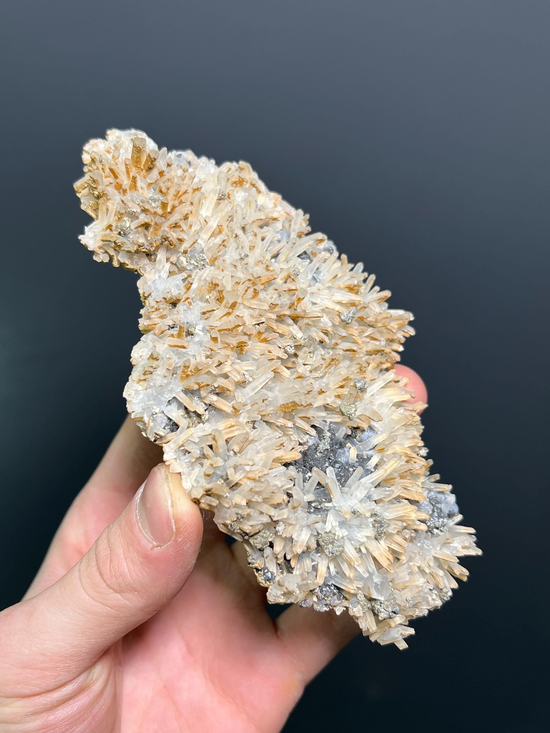 Very Special, Sphalerite And Pyrite On Gypsum Crystal Selenite Specimen, 254gram - Crystal Gemstone AE 