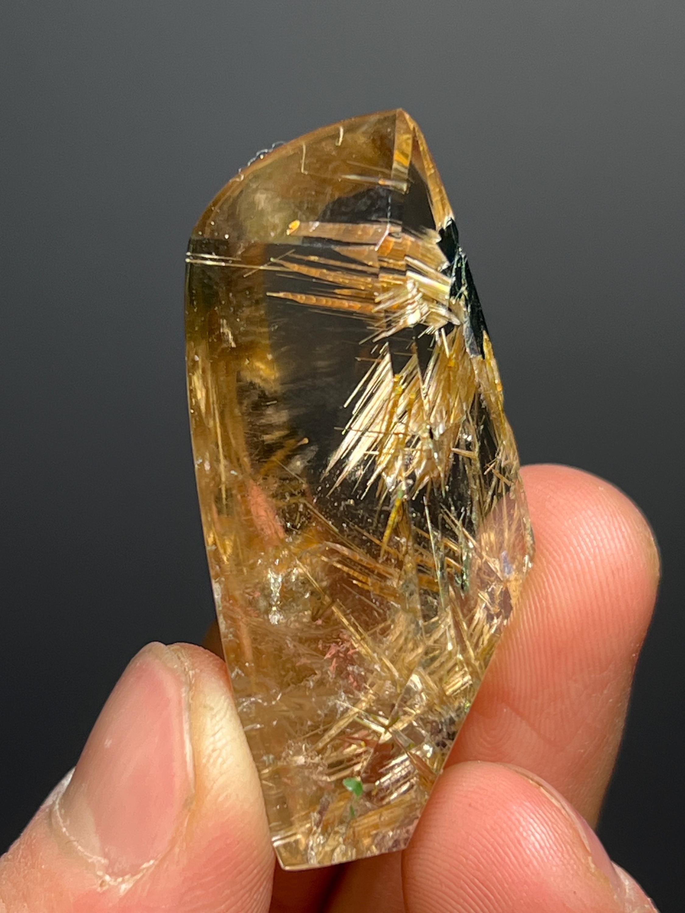 Golden Rutile Hematite Quartz Specimen, Natural Crystal from Brazil - Crystal Gemstone AE 