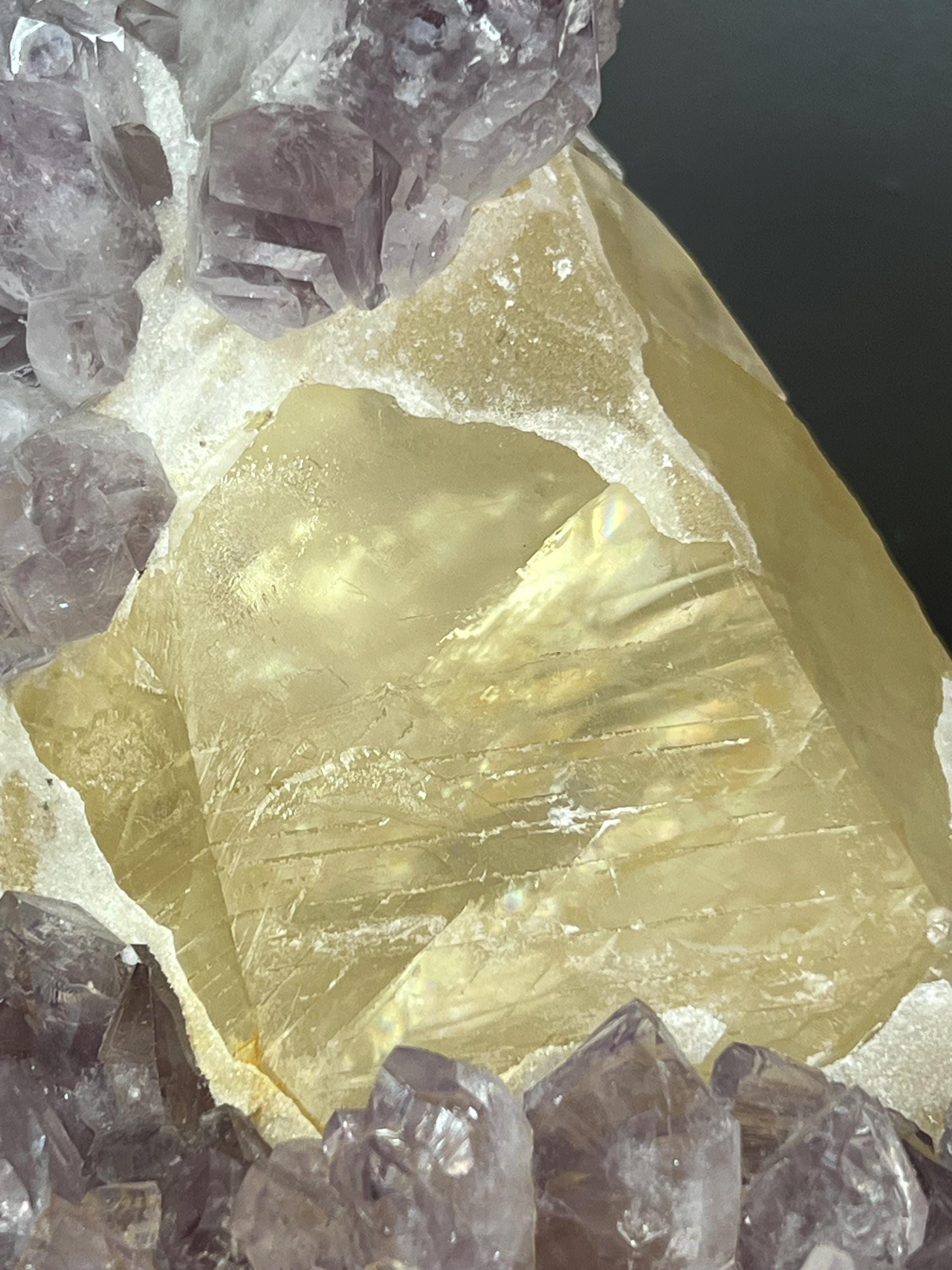 Museum Quality Very Rare Amethyst On Calcite - Crystal Gemstone AE 