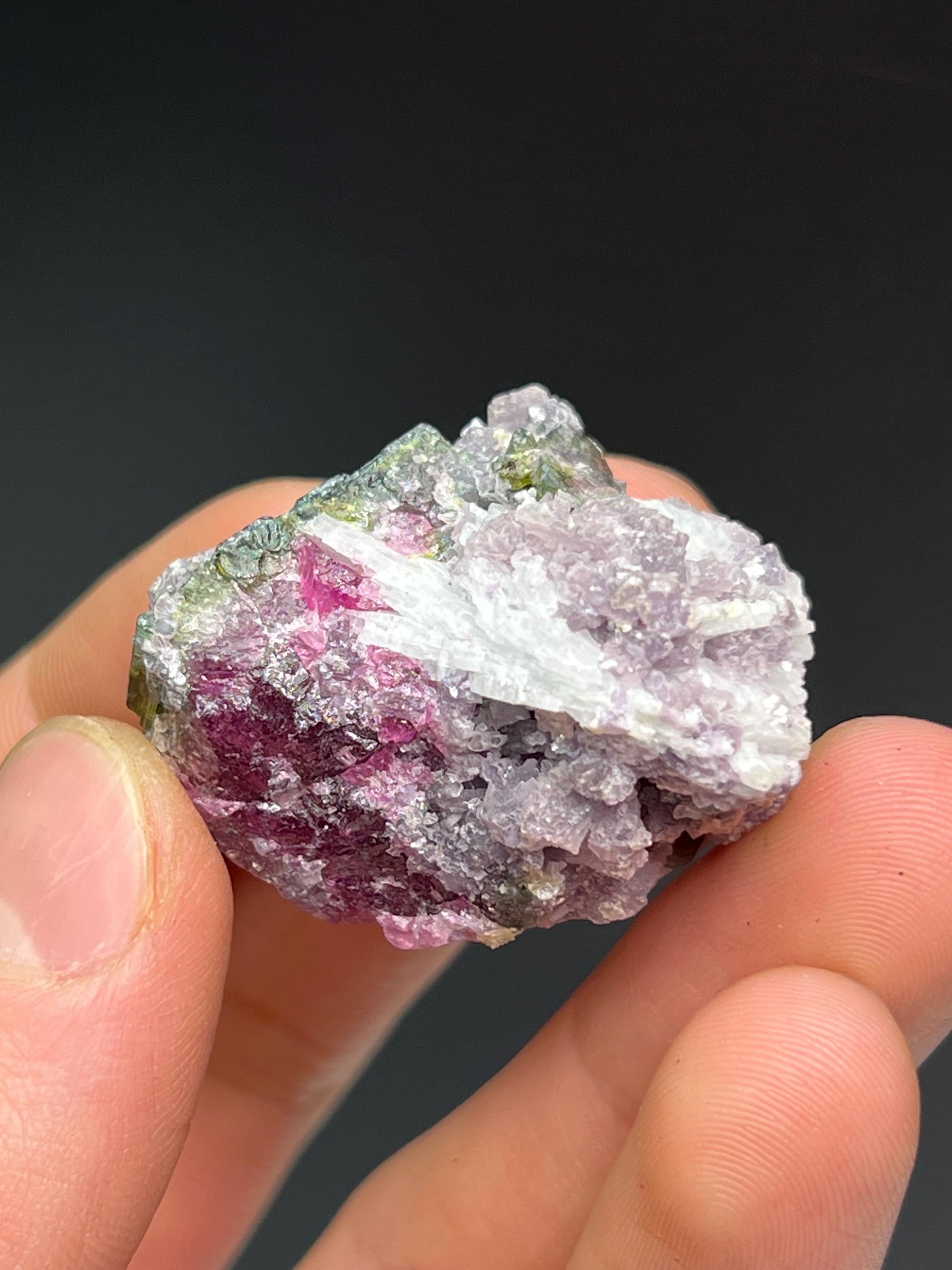 Quartz With Melon Tourmaline - Crystal Gemstone AE 