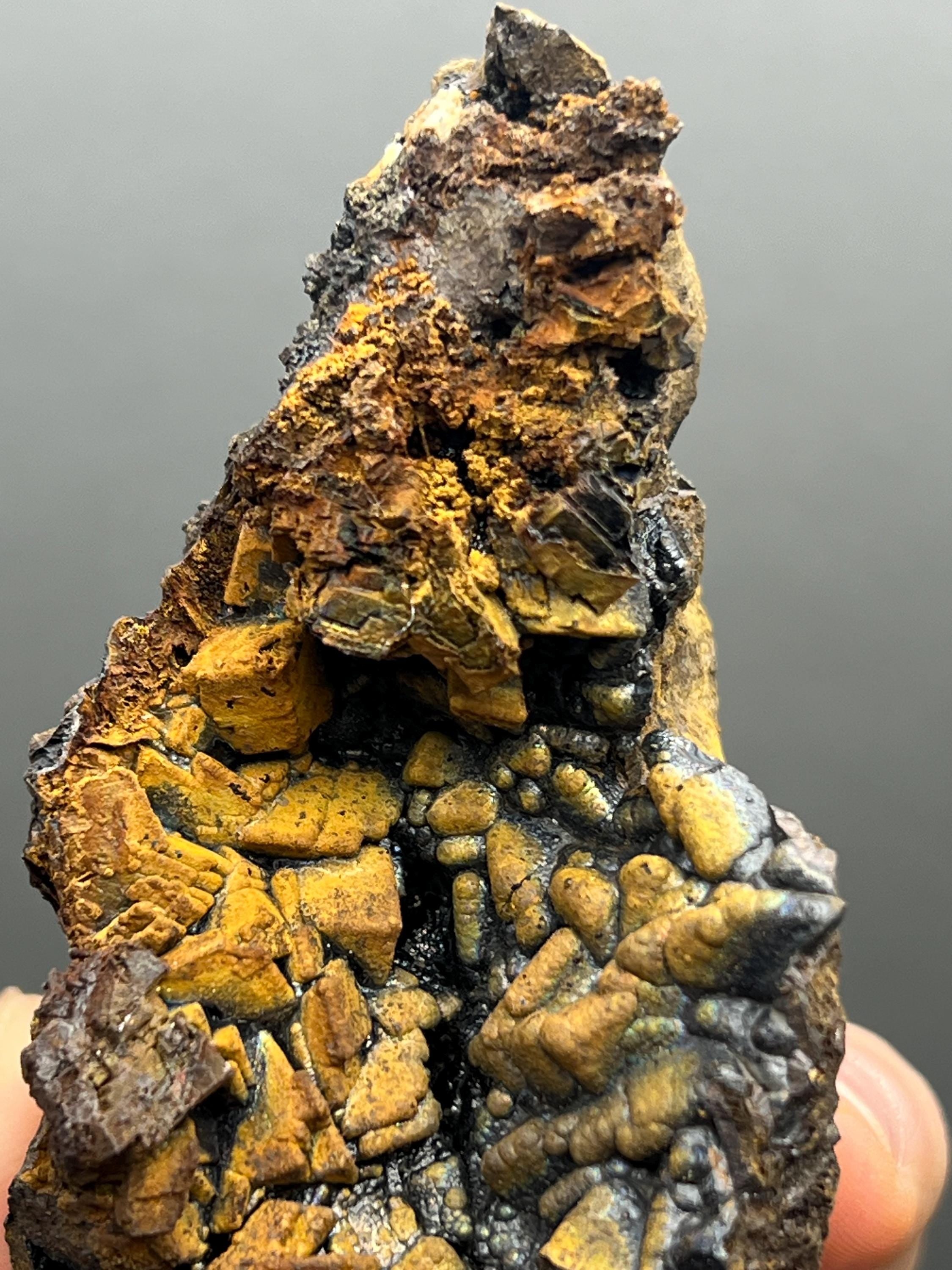 Very Unique And Very Showy, Colorful goethite on siderite, Special Collection Piece - Crystal Gemstone AE 