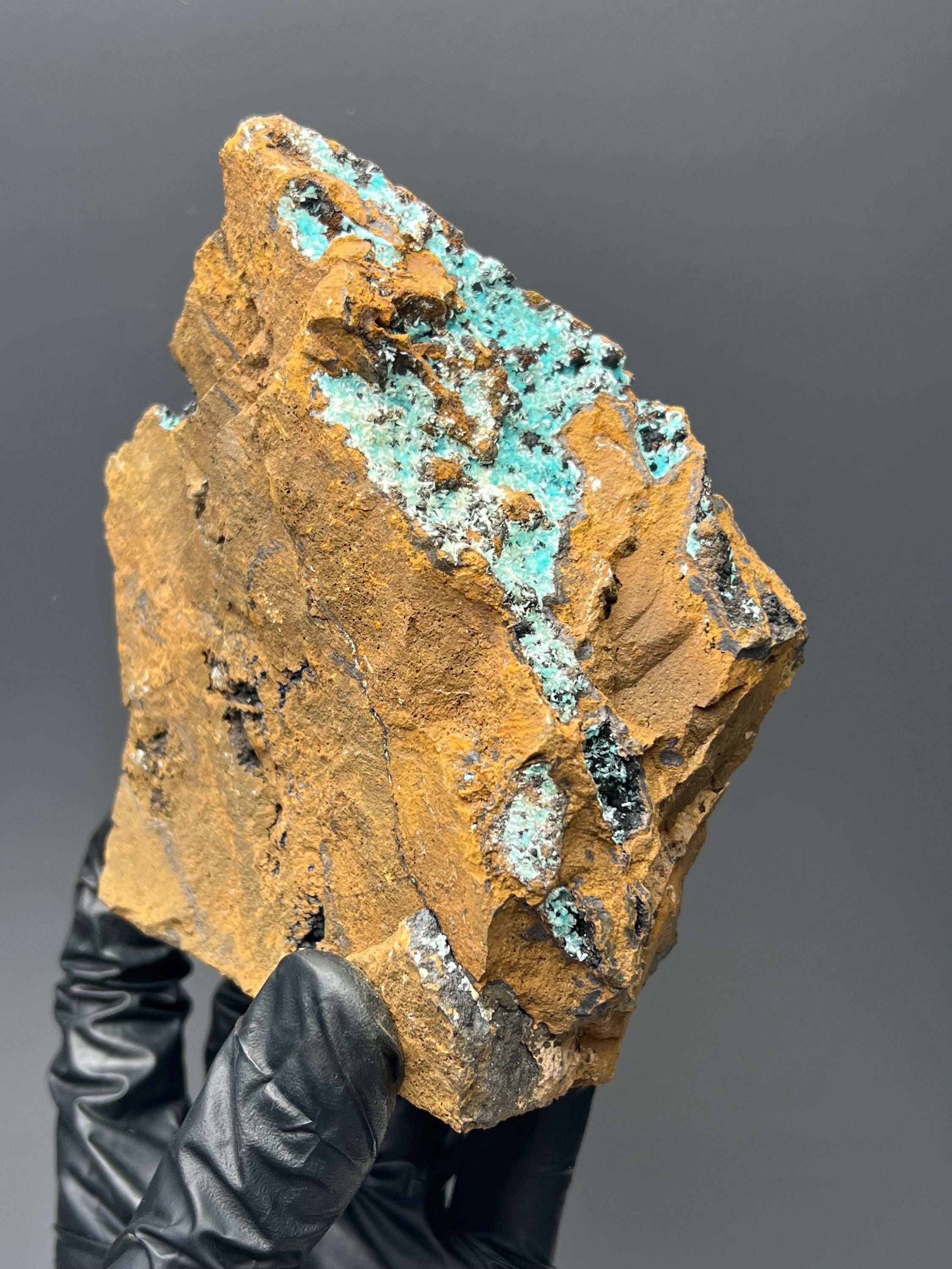Aurichalcite Specimen: Blue Crystals - Crystal Gemstone AE 