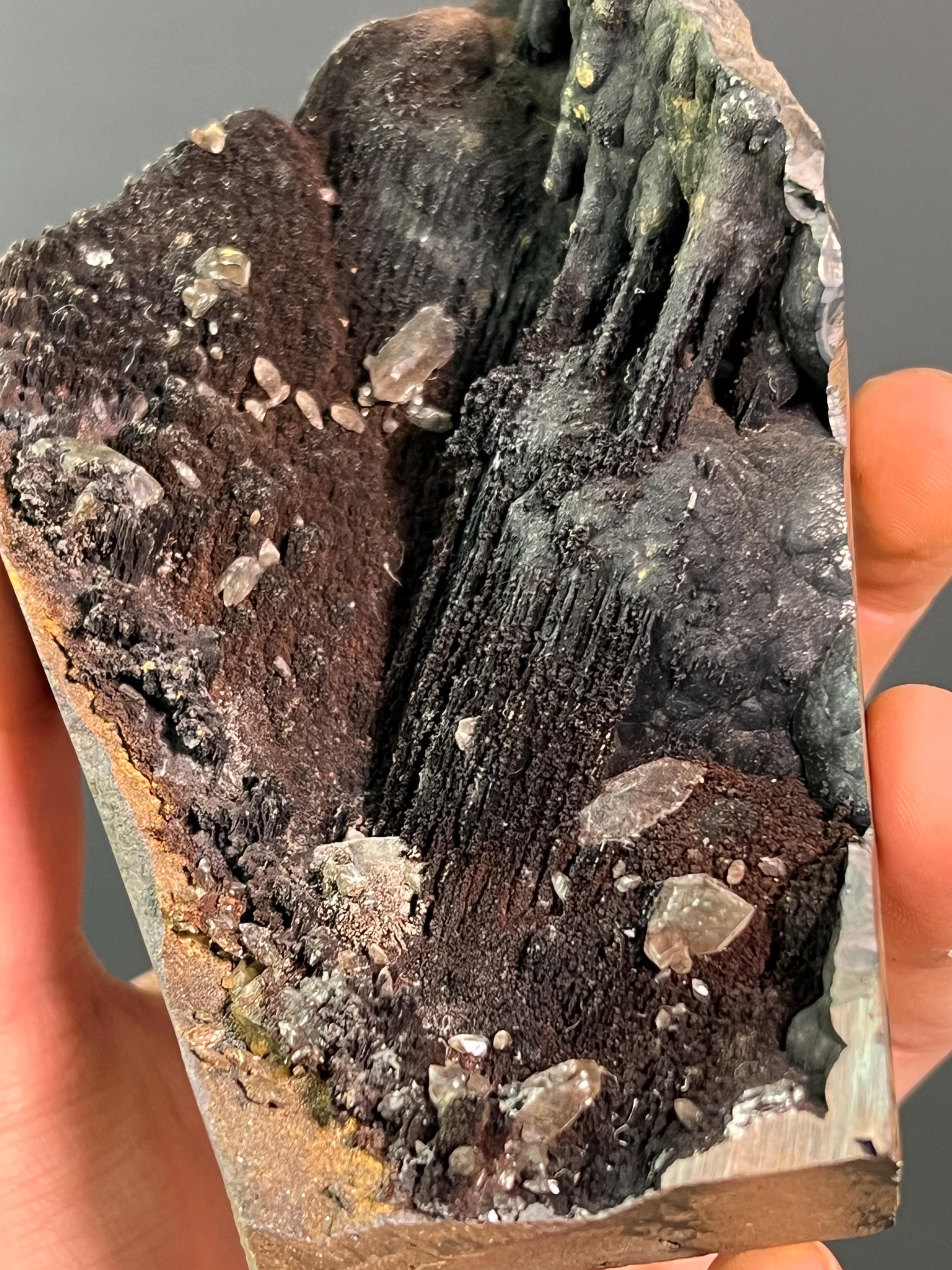 Museum Grade Crystal Barite On Stalactite Goethite - Crystal Gemstone AE 