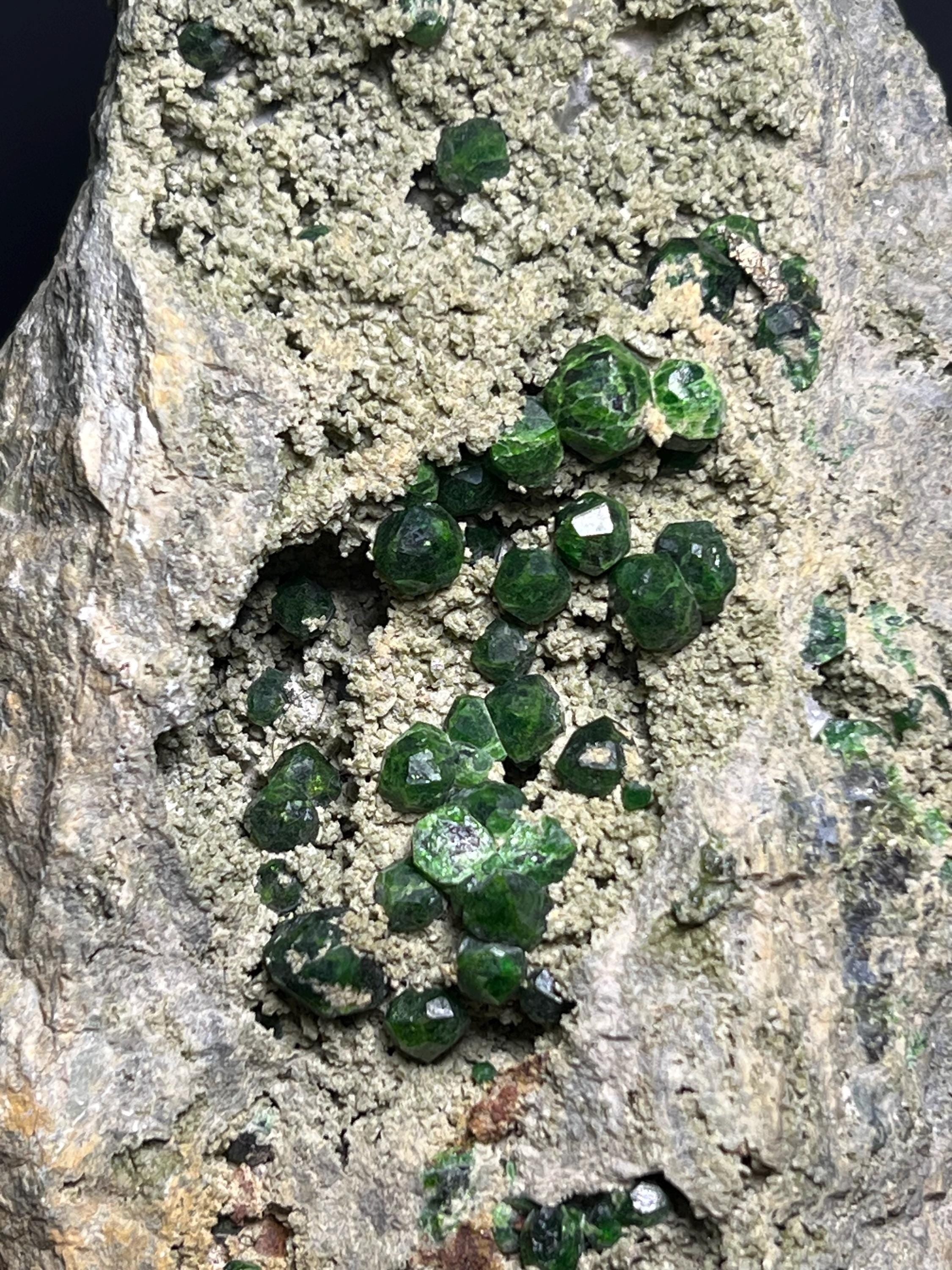 Green Demantoid Garnet On Matrix - Russia - Crystal Gemstone AE 