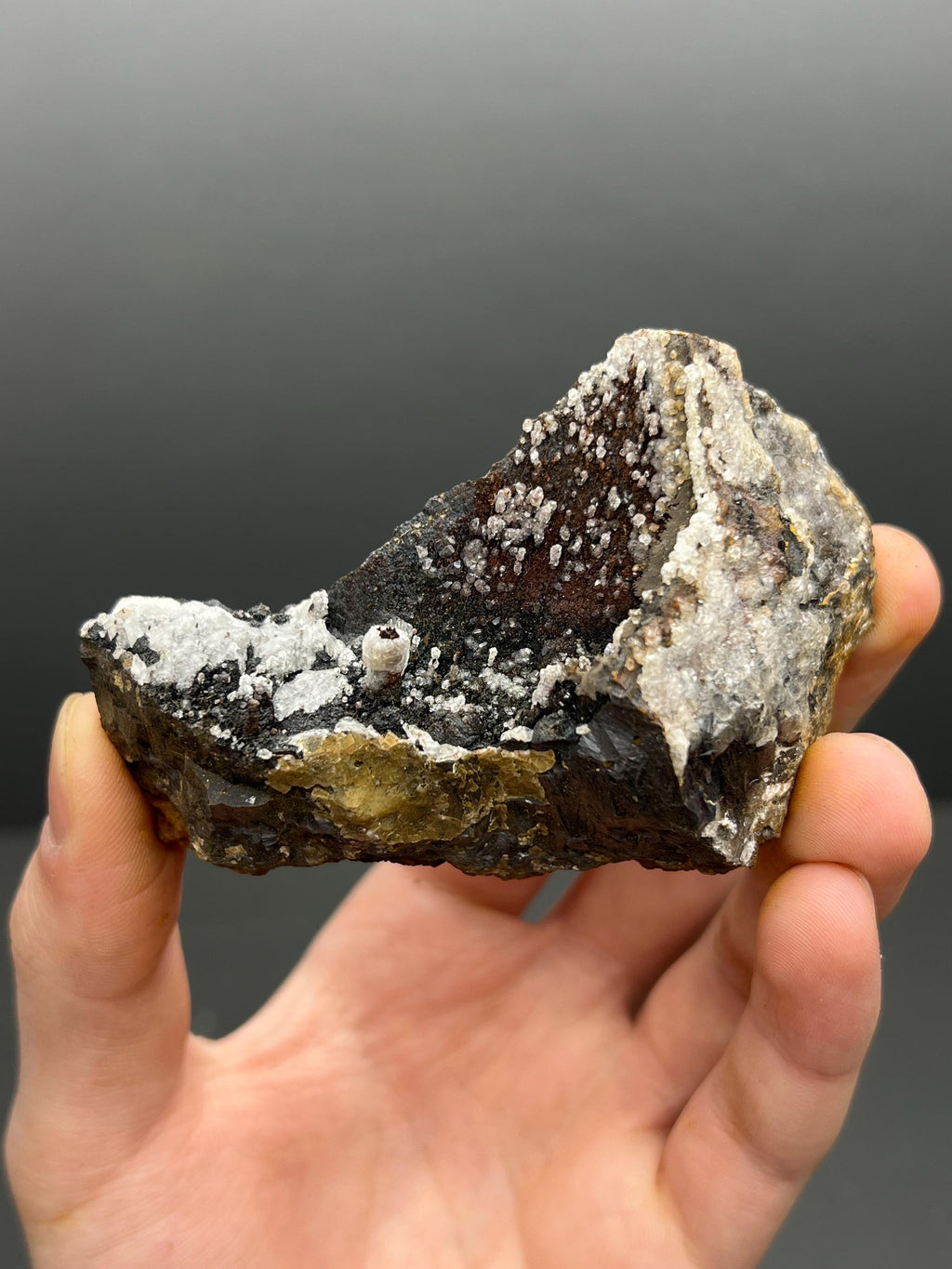 Crystal Calcite On Stalactite Hematite - Crystal Gemstone AE 