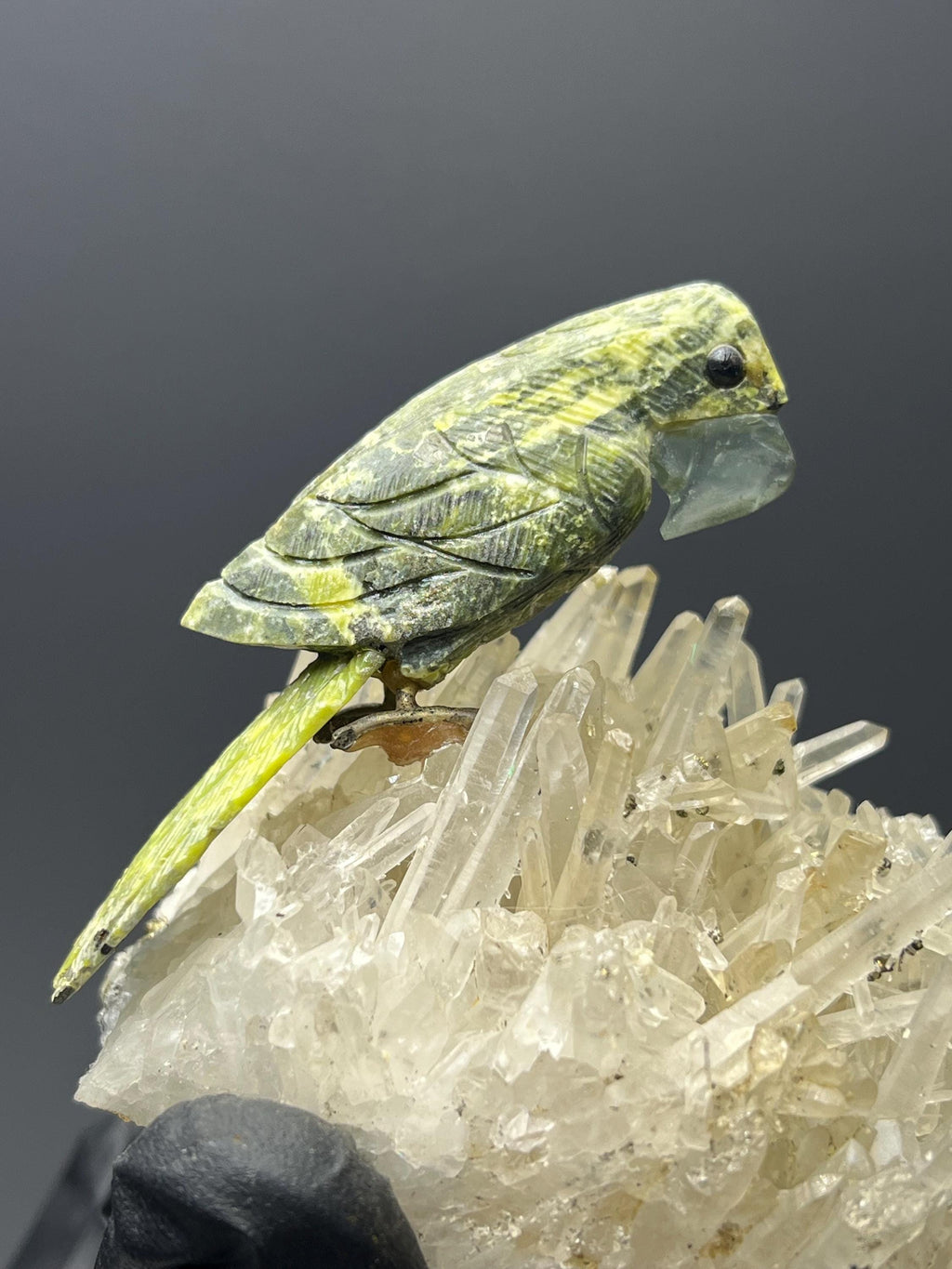 Crystal Quartz With Natural Stone Bird - Crystal Gemstone AE 