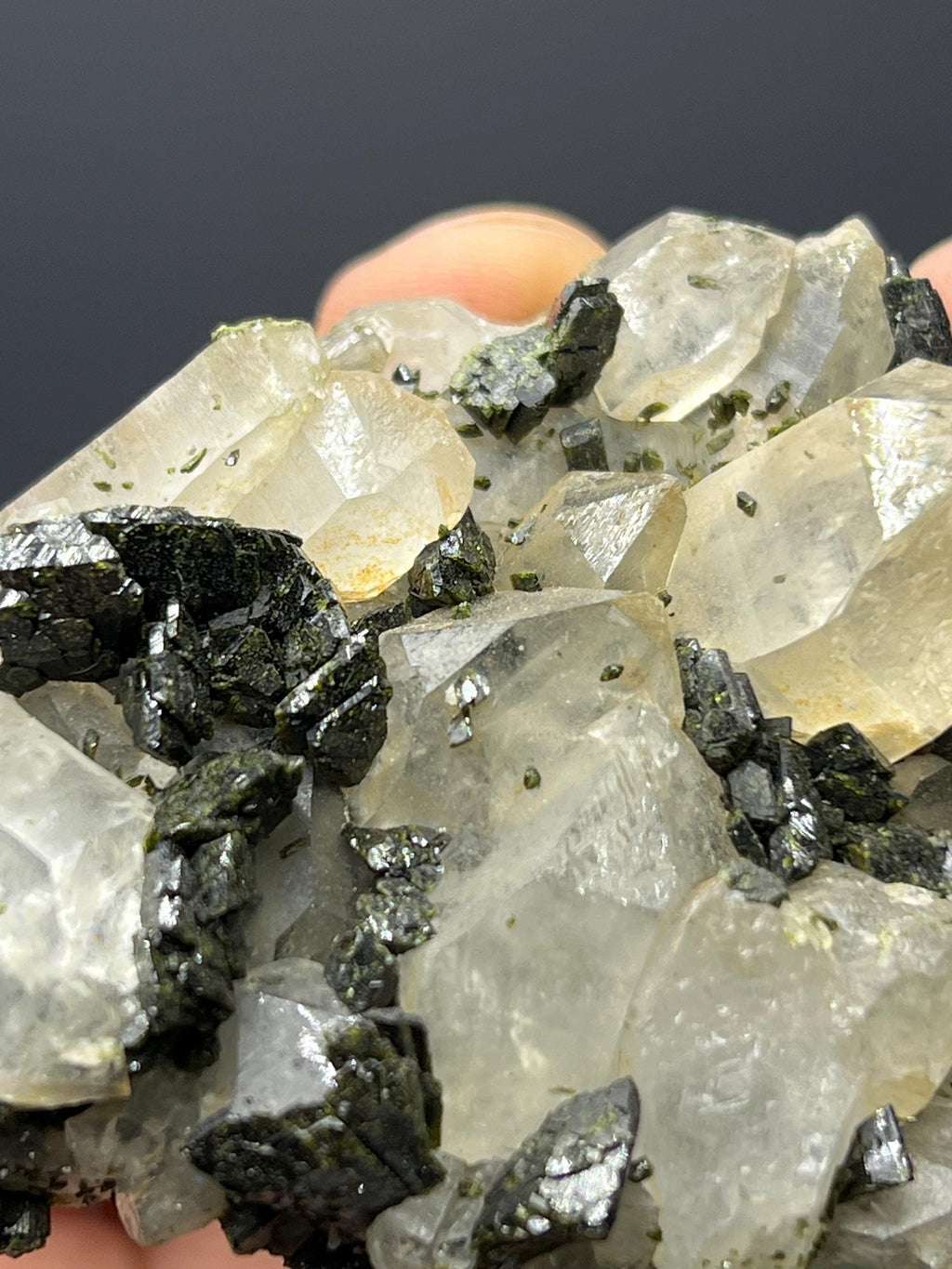 Dark Green Epidote With Chlorite Quartz - Crystal Gemstone AE 
