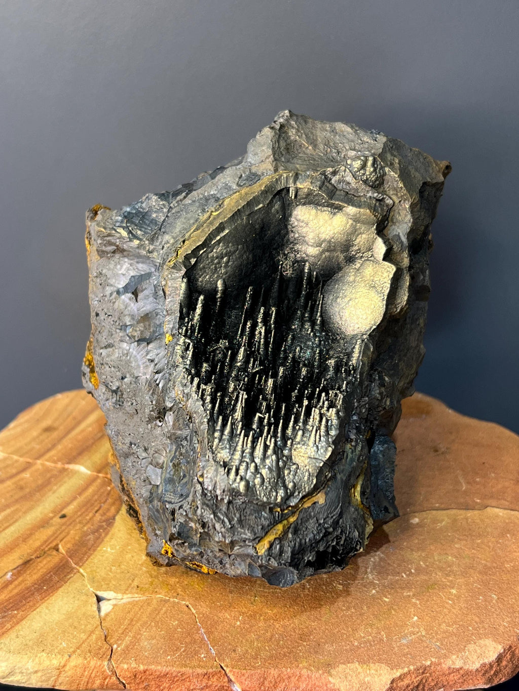 Museum Quality, Showy Golden Color Stalactite Goethite Specimen - Crystal Gemstone AE 