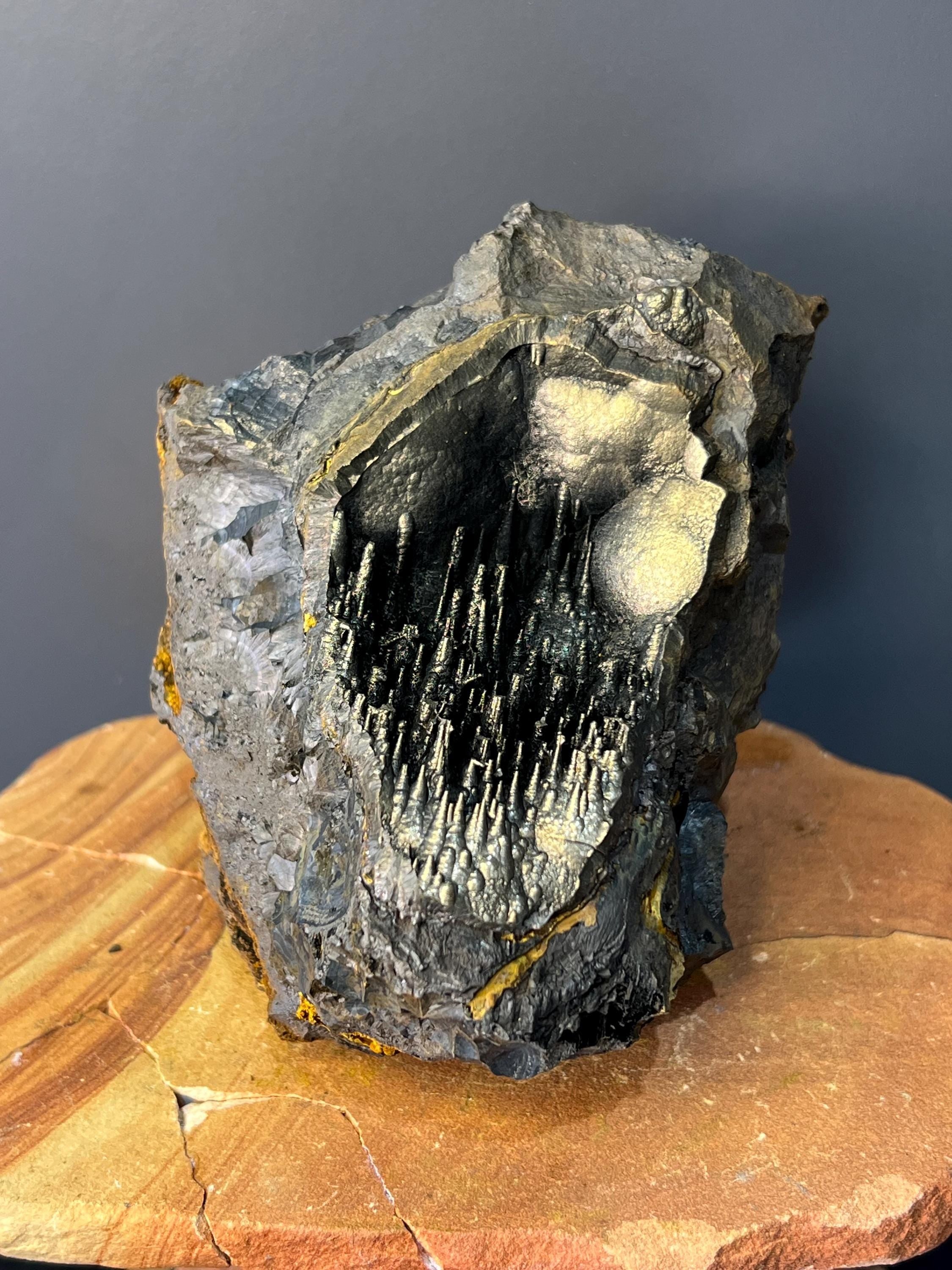 Museum Quality, Showy Golden Color Stalactite Goethite Specimen - Crystal Gemstone AE 