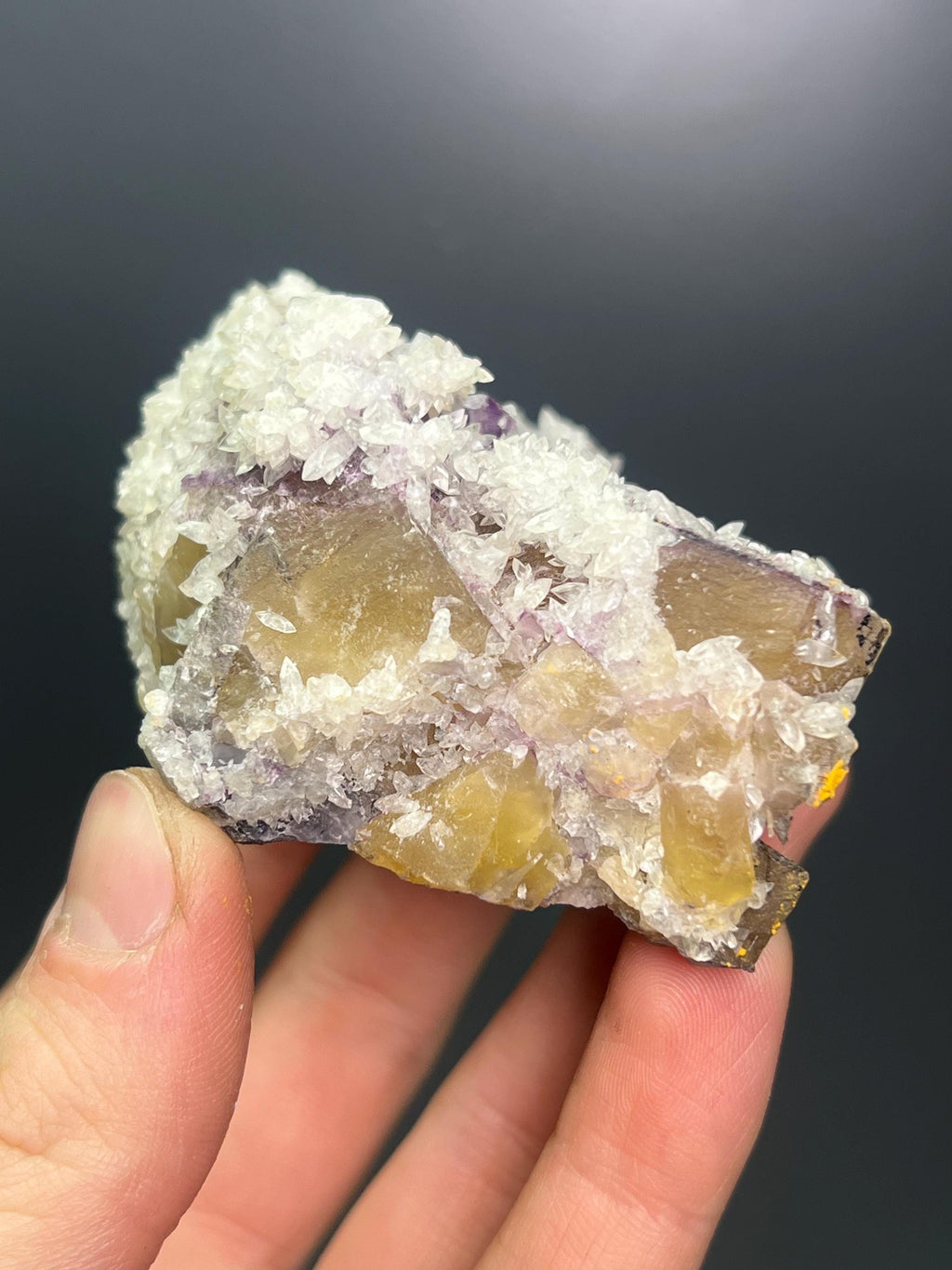 Very Special Item! Calcite With Pink And Yellow Fluorite Specimen - Crystal Gemstone AE 