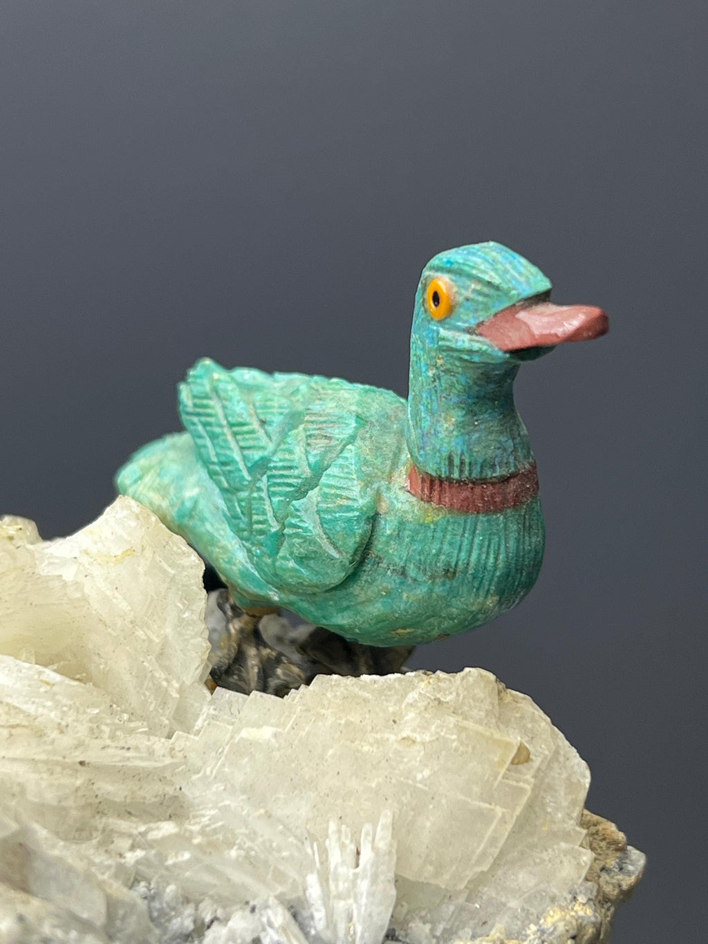 Crystal Quartz On Natural Stone Bird - Crystal Gemstone AE 
