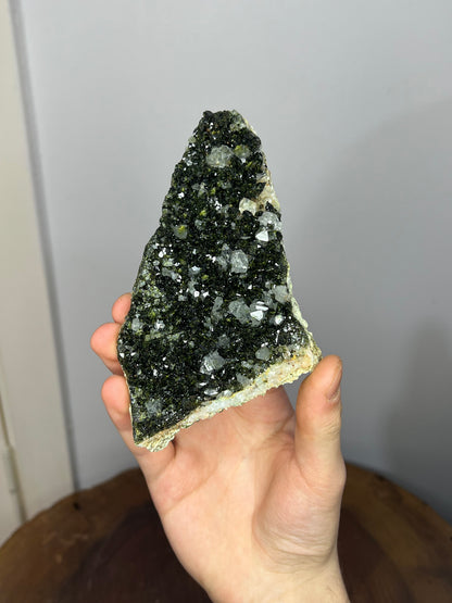 Very Special Formation! Black Epidote With Green Epidote Quartz